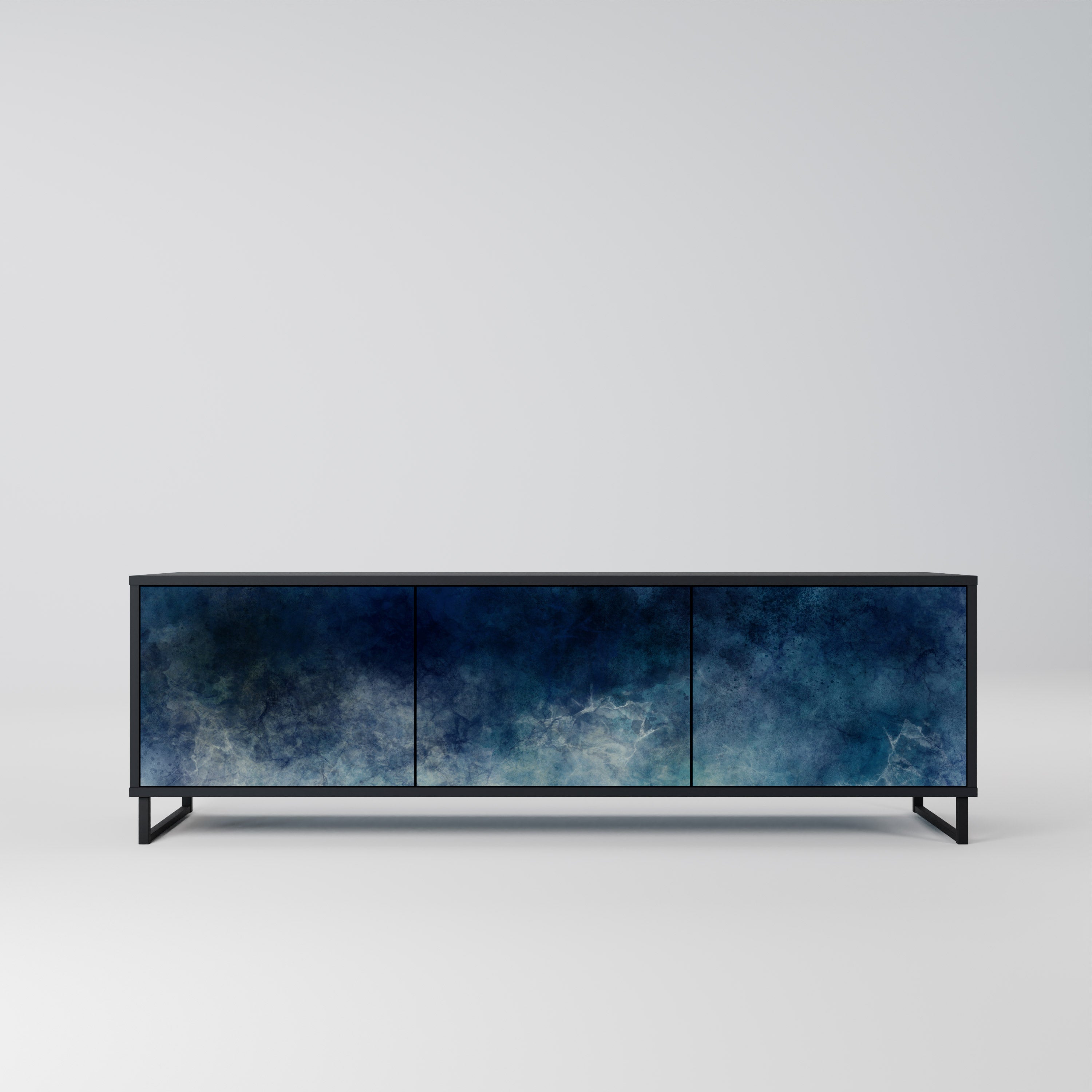 Mueble de TV de 3 puertas CELESTIAL FALL en acabado negro