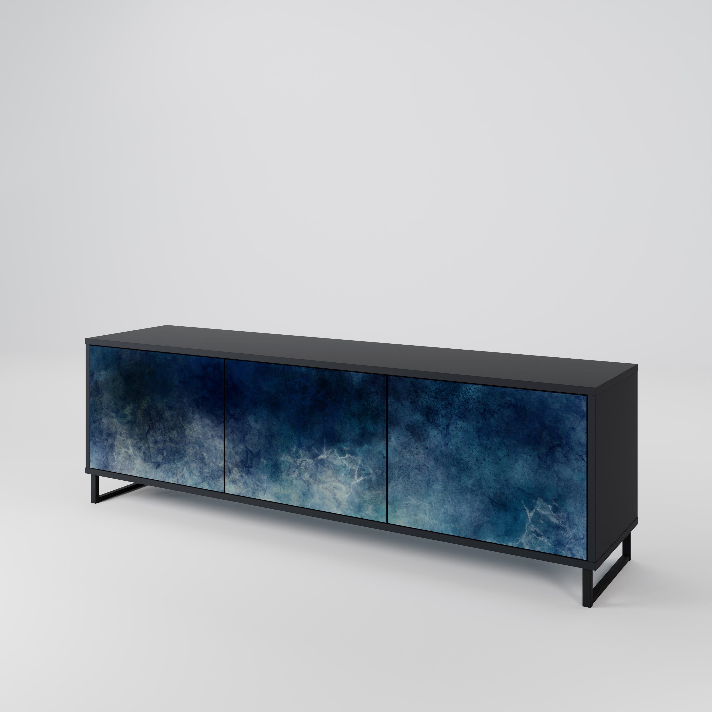 Mueble de TV de 3 puertas CELESTIAL FALL en acabado negro