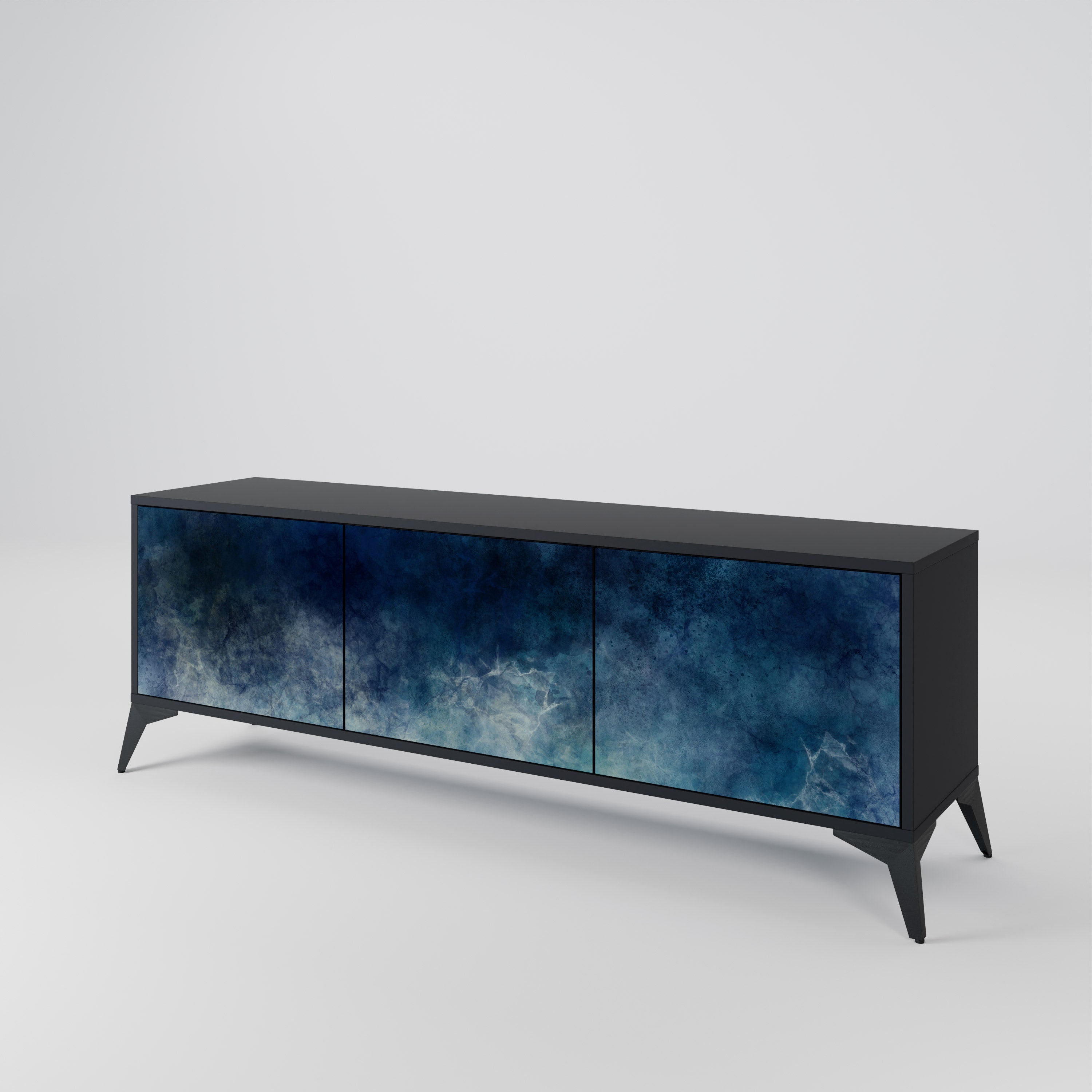 Mueble de TV de 3 puertas CELESTIAL FALL en acabado negro