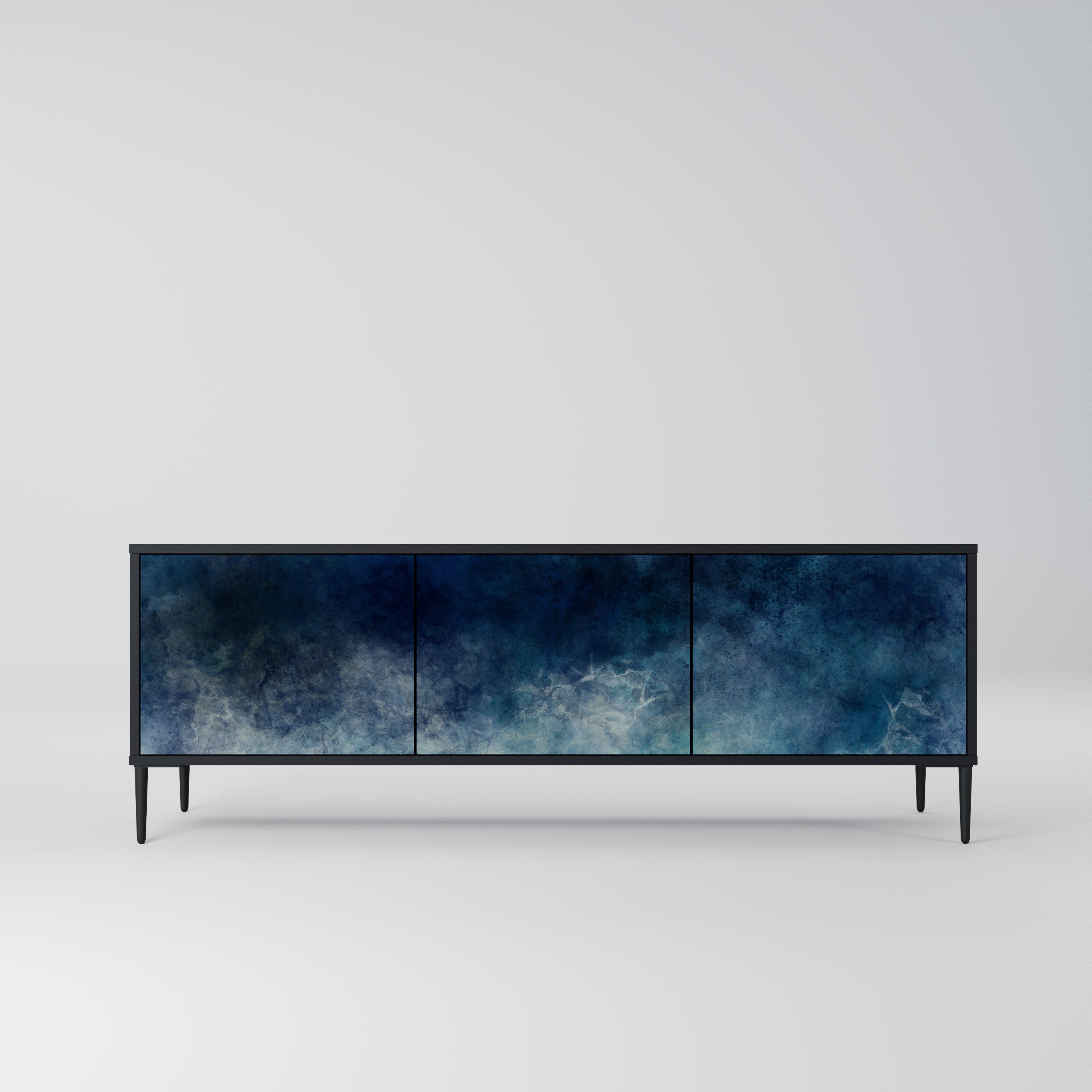 Mueble de TV de 3 puertas CELESTIAL FALL en acabado negro
