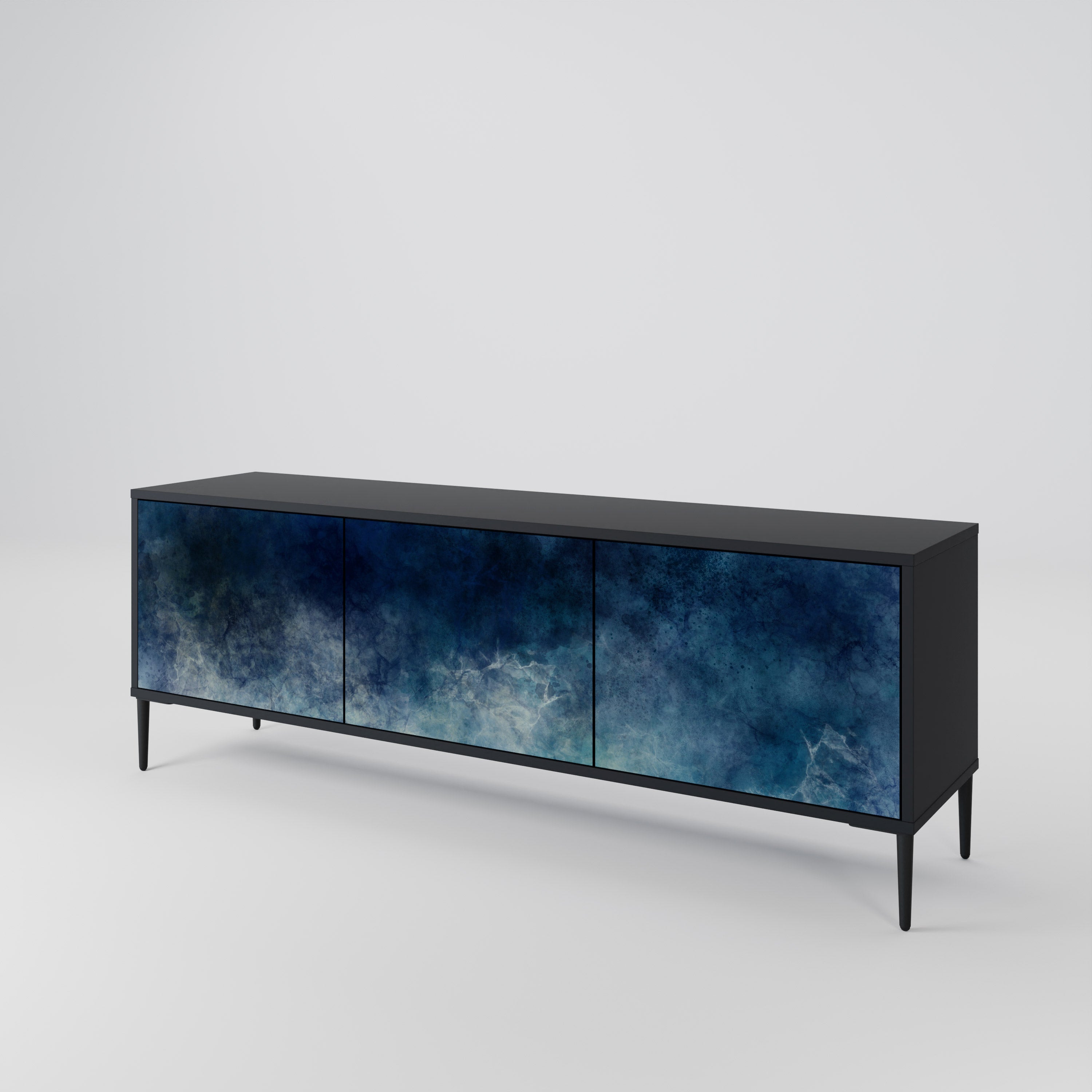 Mueble de TV de 3 puertas CELESTIAL FALL en acabado negro