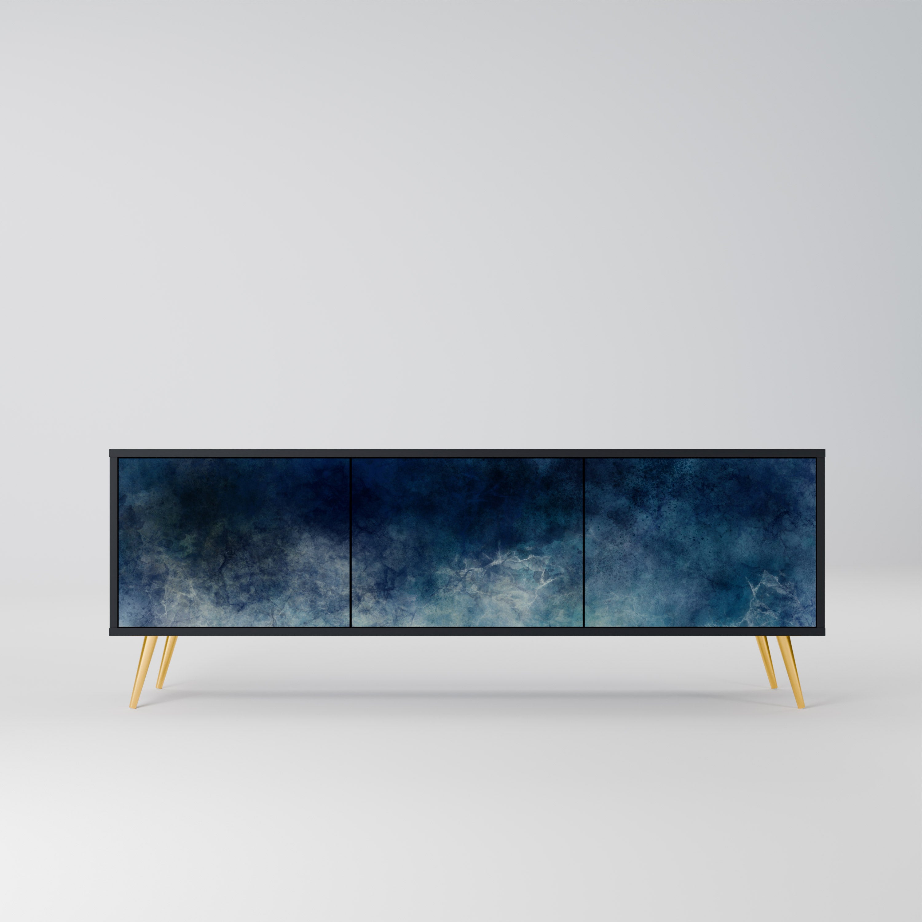 Mueble de TV de 3 puertas CELESTIAL FALL en acabado negro