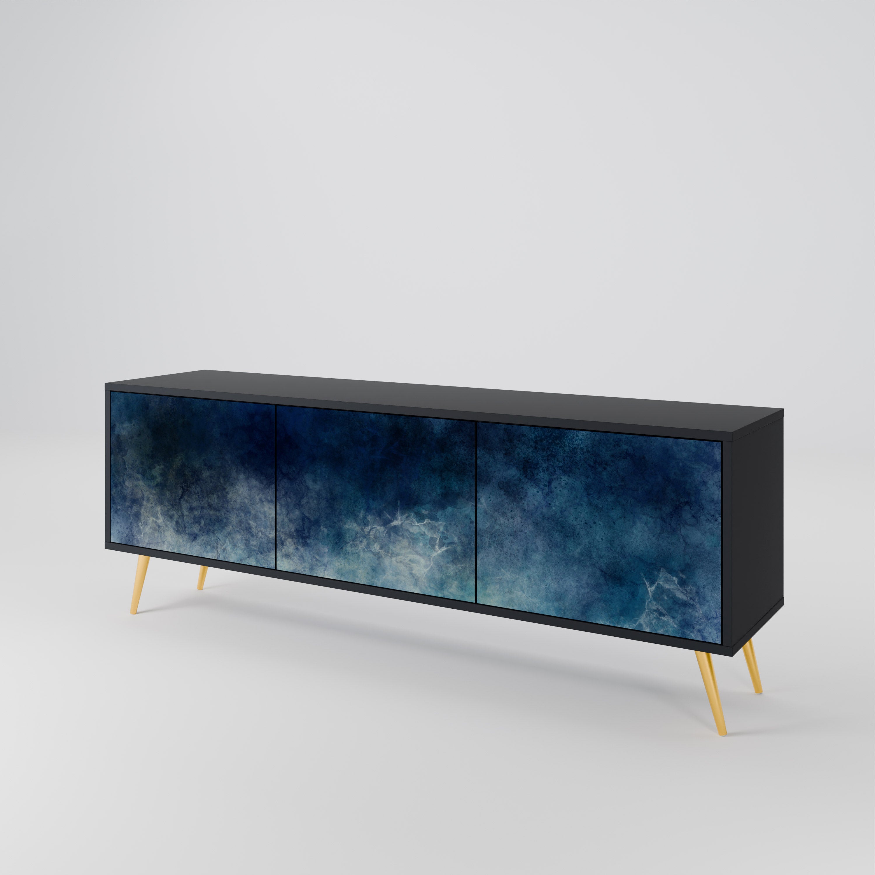 Mueble de TV de 3 puertas CELESTIAL FALL en acabado negro