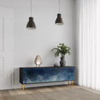 CELESTIAL FALL Mueble de TV de 3 Puertas en Acabado Negro