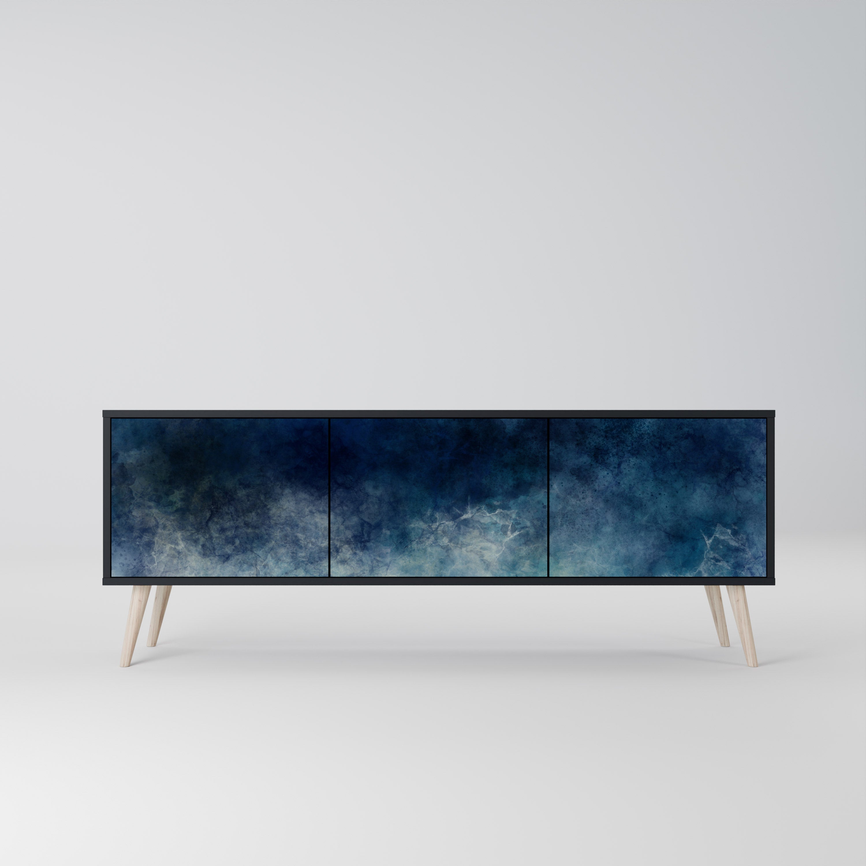 Mueble de TV de 3 puertas CELESTIAL FALL en acabado negro