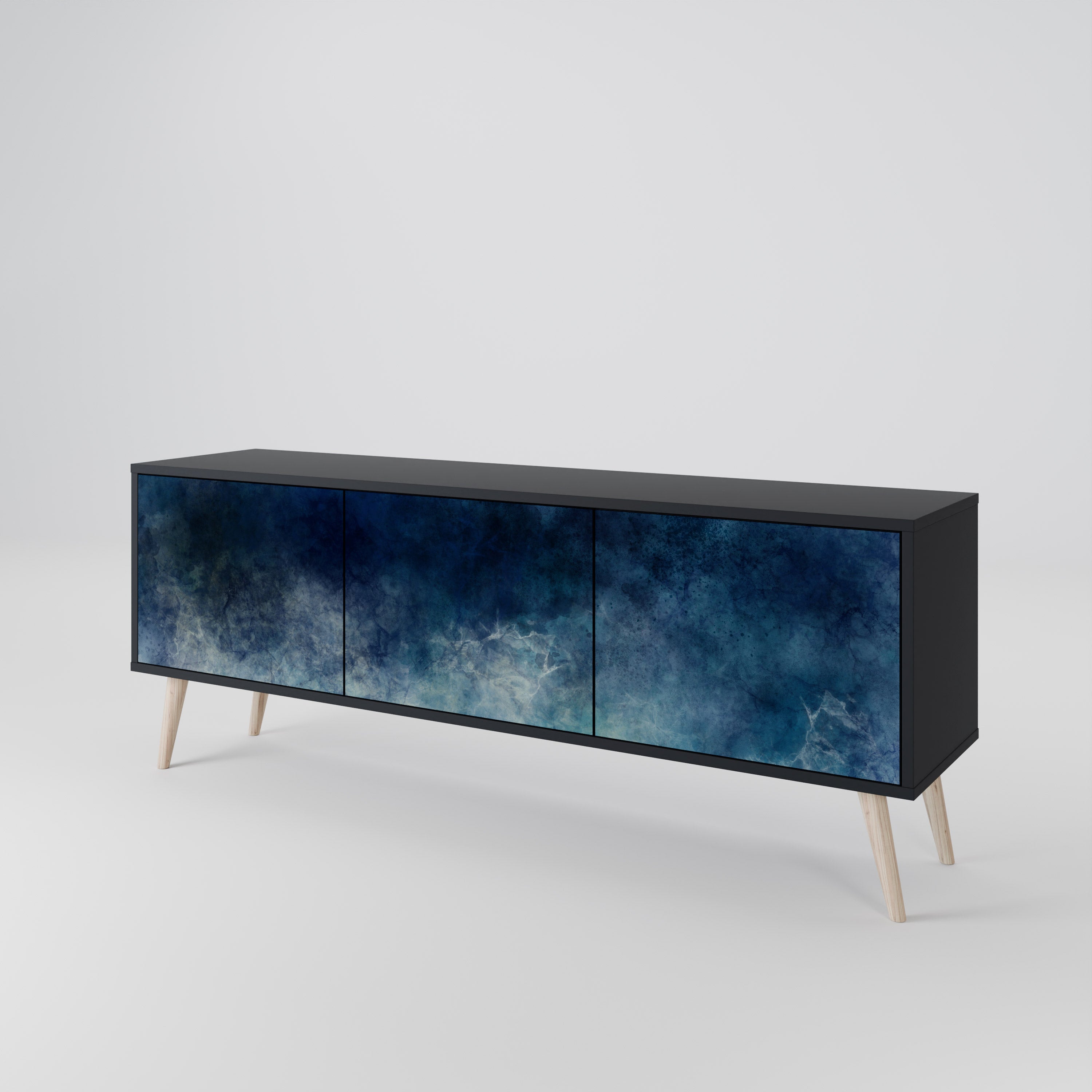 Mueble de TV de 3 puertas CELESTIAL FALL en acabado negro
