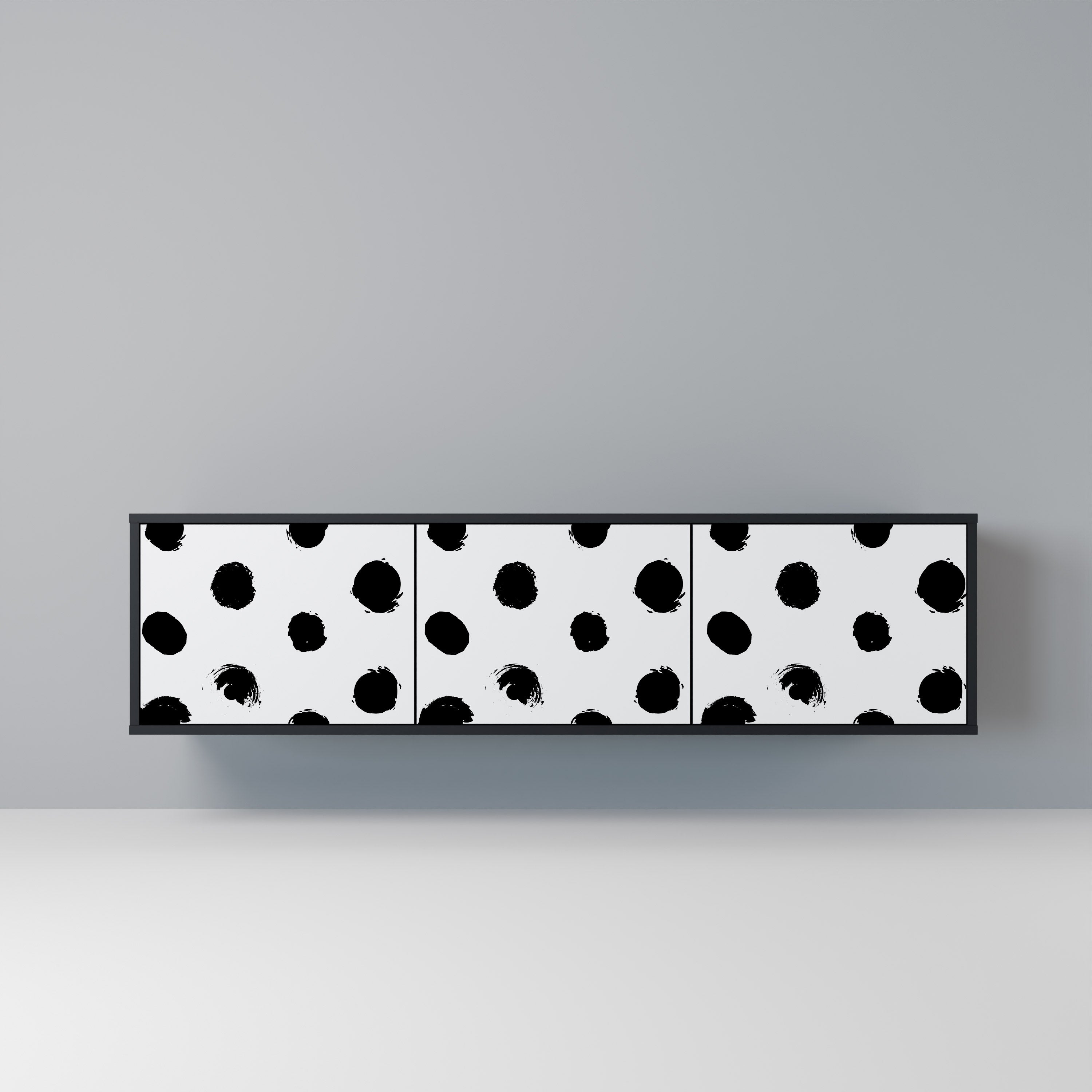 SLIPPING MINUTES Mueble para TV de 3 puertas con acabado negro
