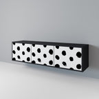 SLIPPING MINUTES 3-Door TV Stand in Black Finish