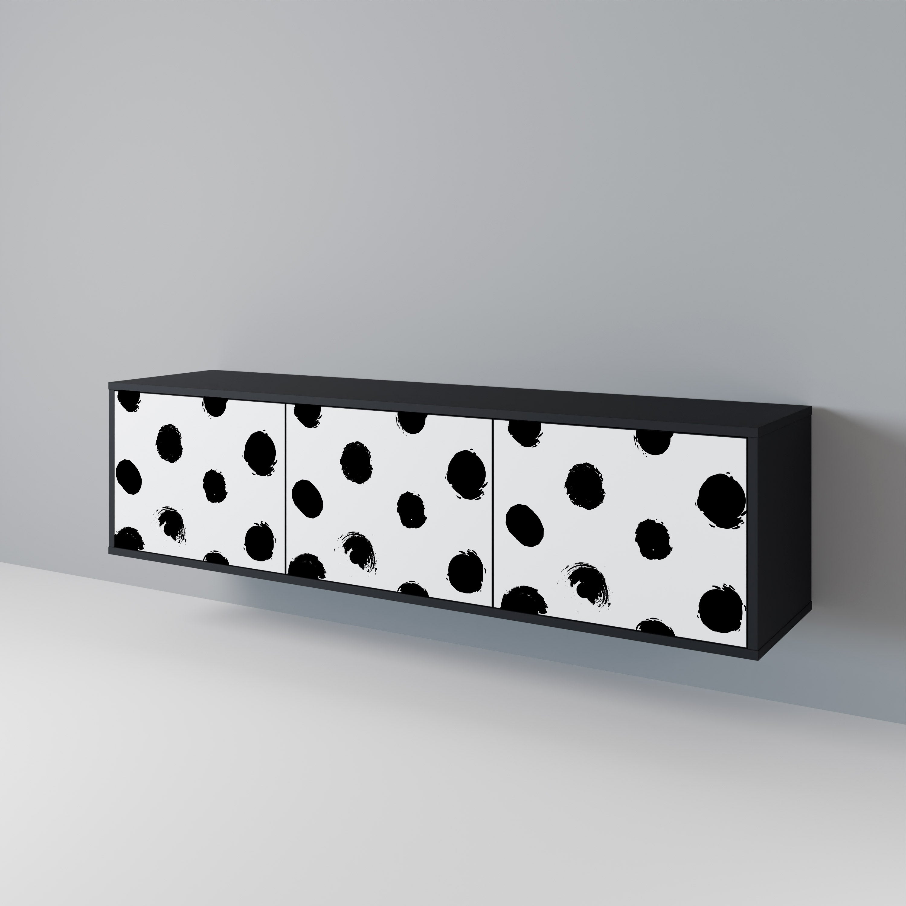 SLIPPING MINUTES Mueble para TV de 3 puertas con acabado negro