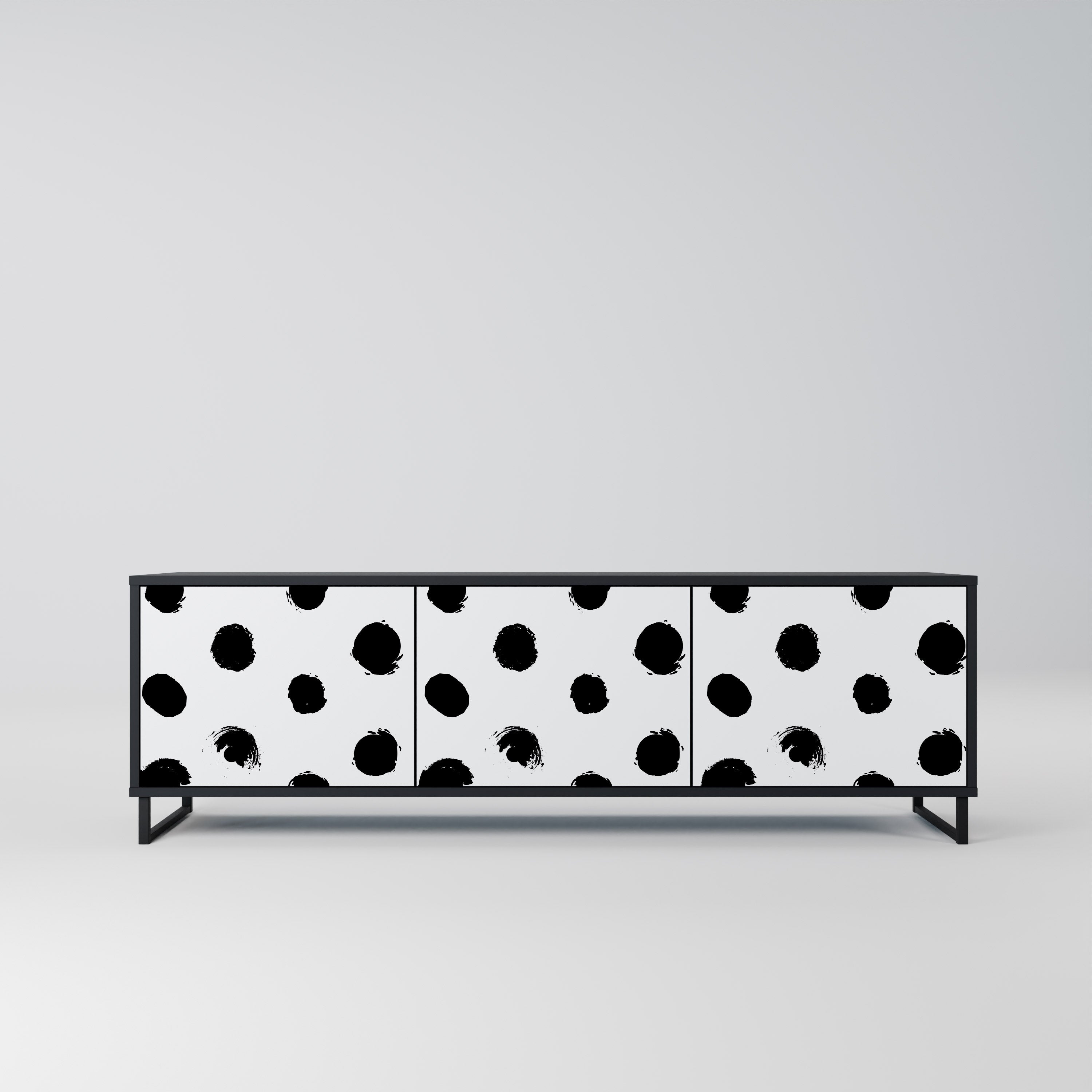 SLIPPING MINUTES Mueble para TV de 3 puertas con acabado negro