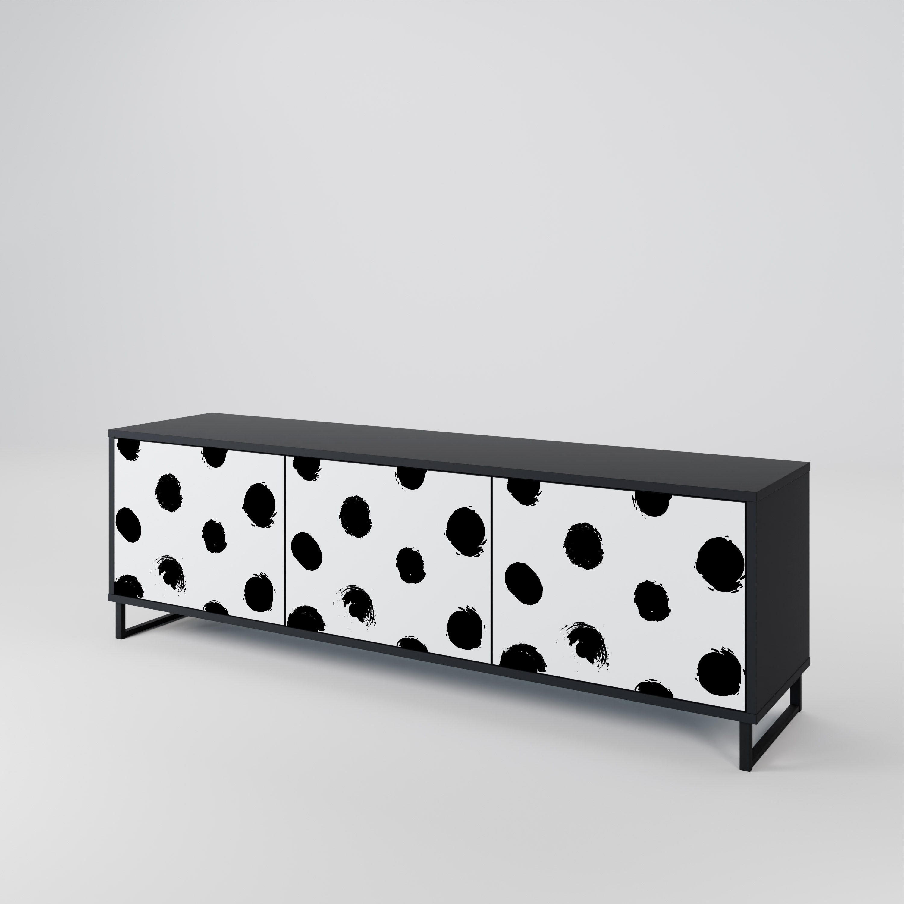 SLIPPING MINUTES Mueble para TV de 3 puertas con acabado negro