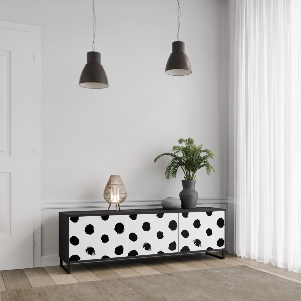 SLIPPING MINUTES Mueble para TV de 3 puertas con acabado negro
