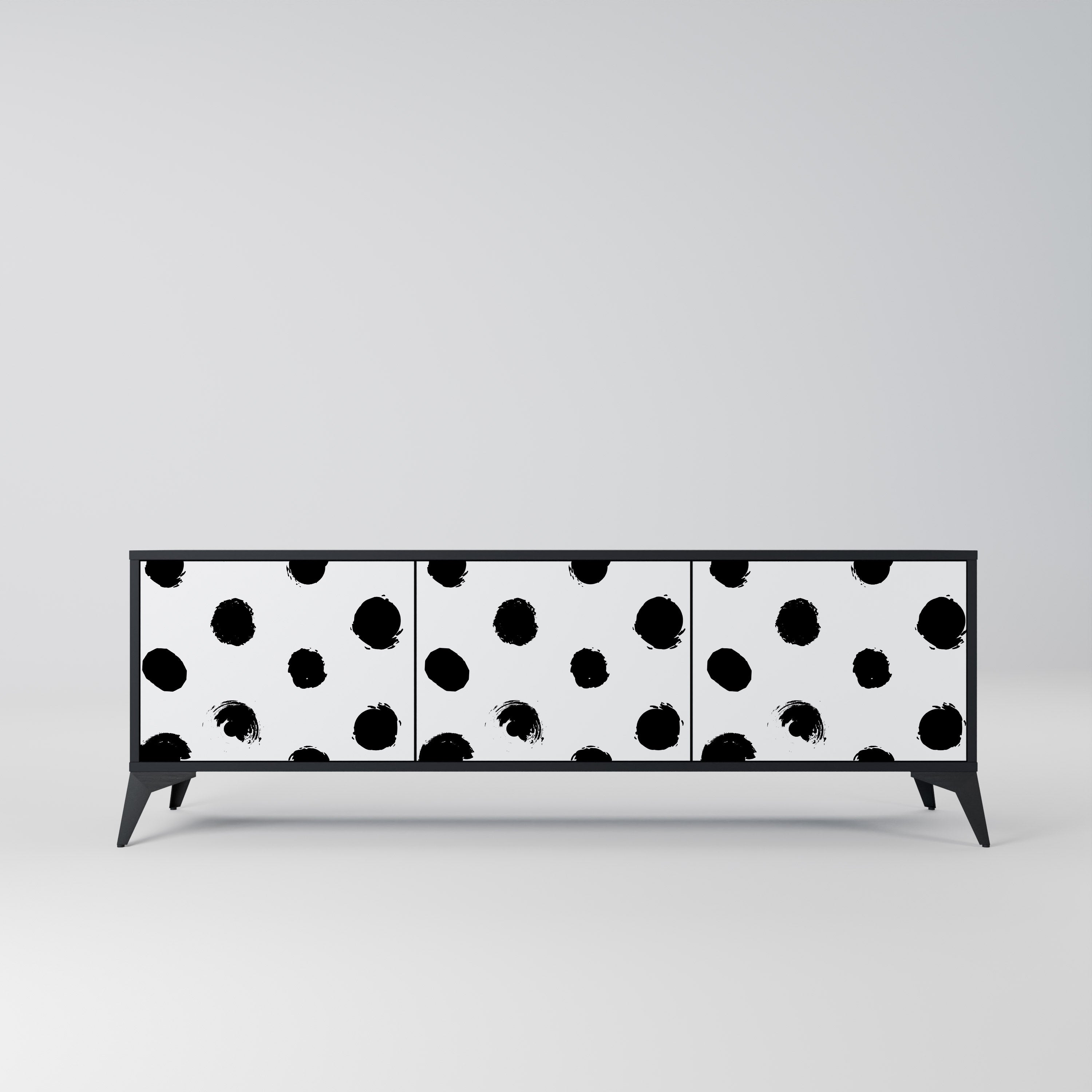 SLIPPING MINUTES Mueble para TV de 3 puertas con acabado negro