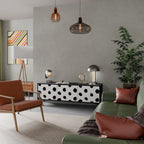 SLIPPING MINUTES 3-Door TV Stand in Black Finish