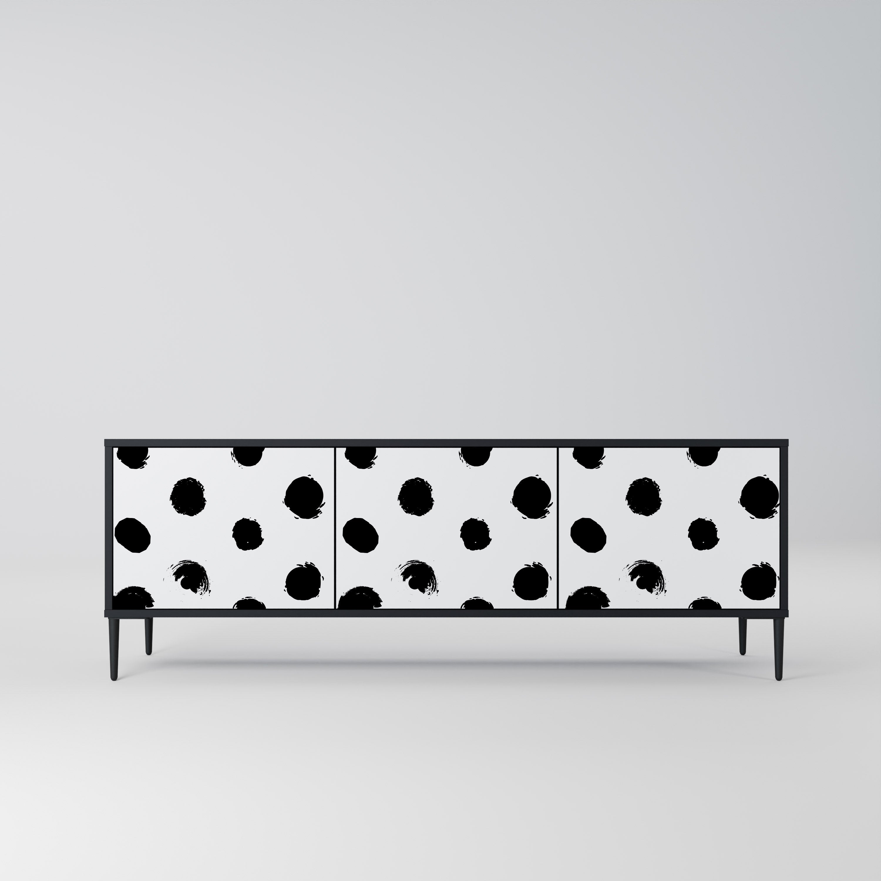 SLIPPING MINUTES Mueble para TV de 3 puertas con acabado negro