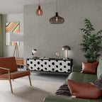 SLIPPING MINUTES 3-Door TV Stand in Black Finish