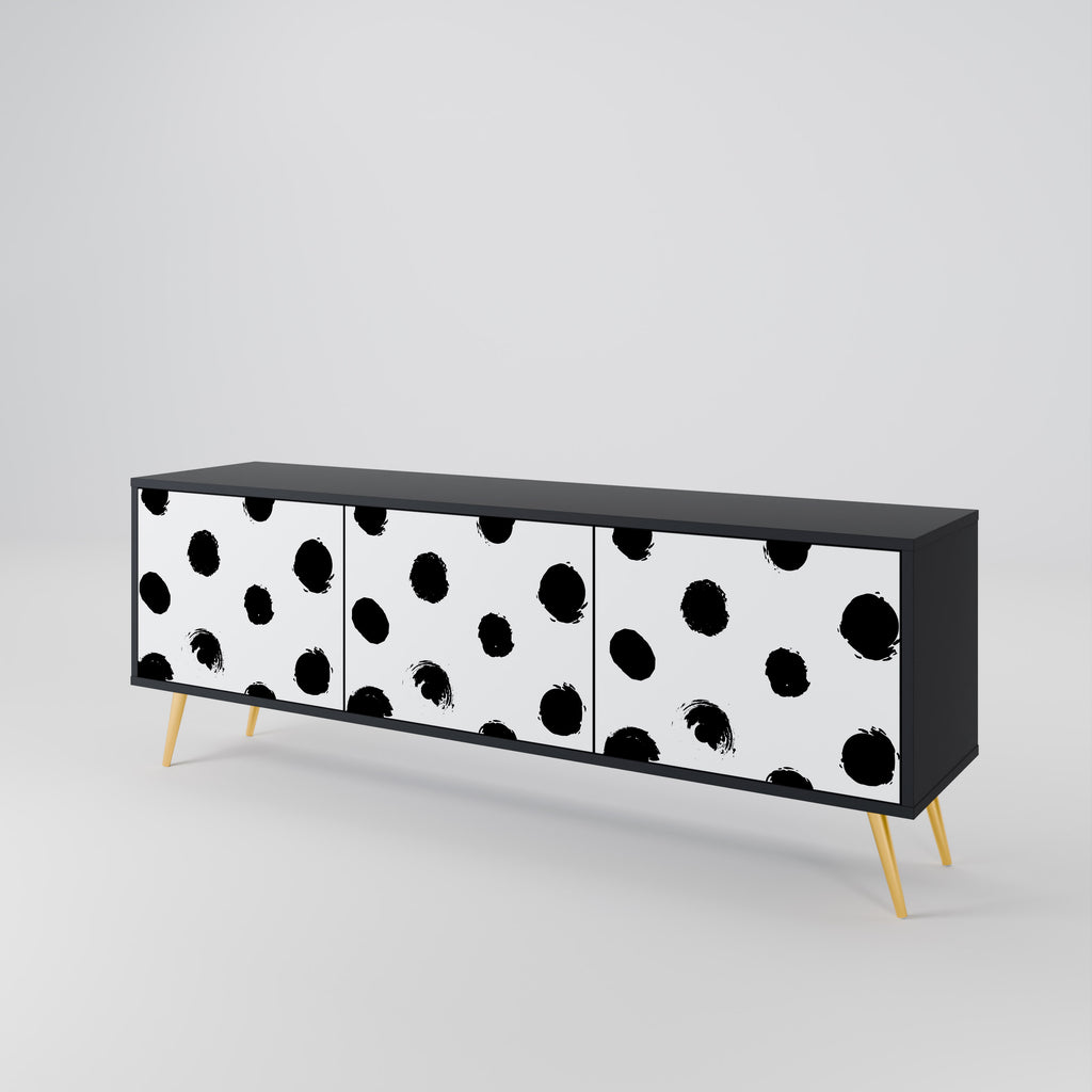 SLIPPING MINUTES Mueble para TV de 3 puertas con acabado negro