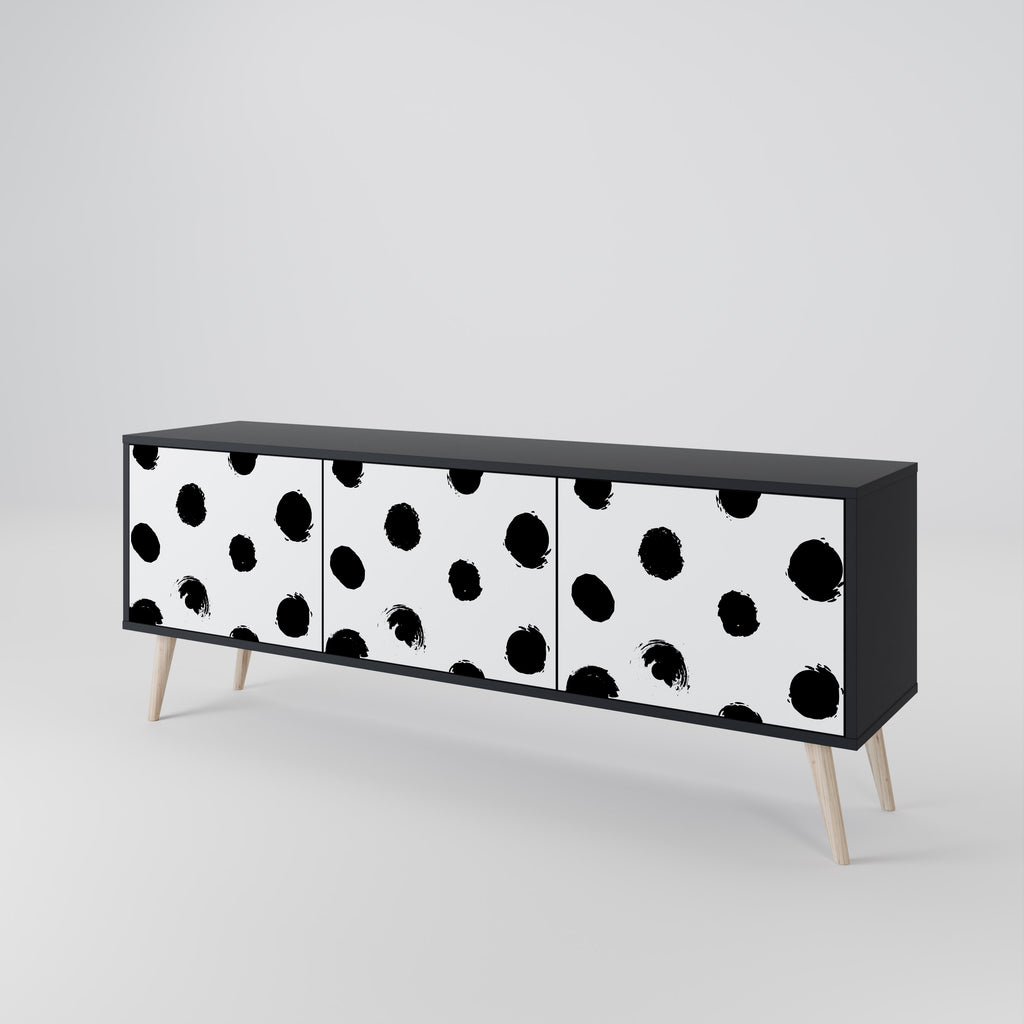 SLIPPING MINUTES Mueble para TV de 3 puertas con acabado negro
