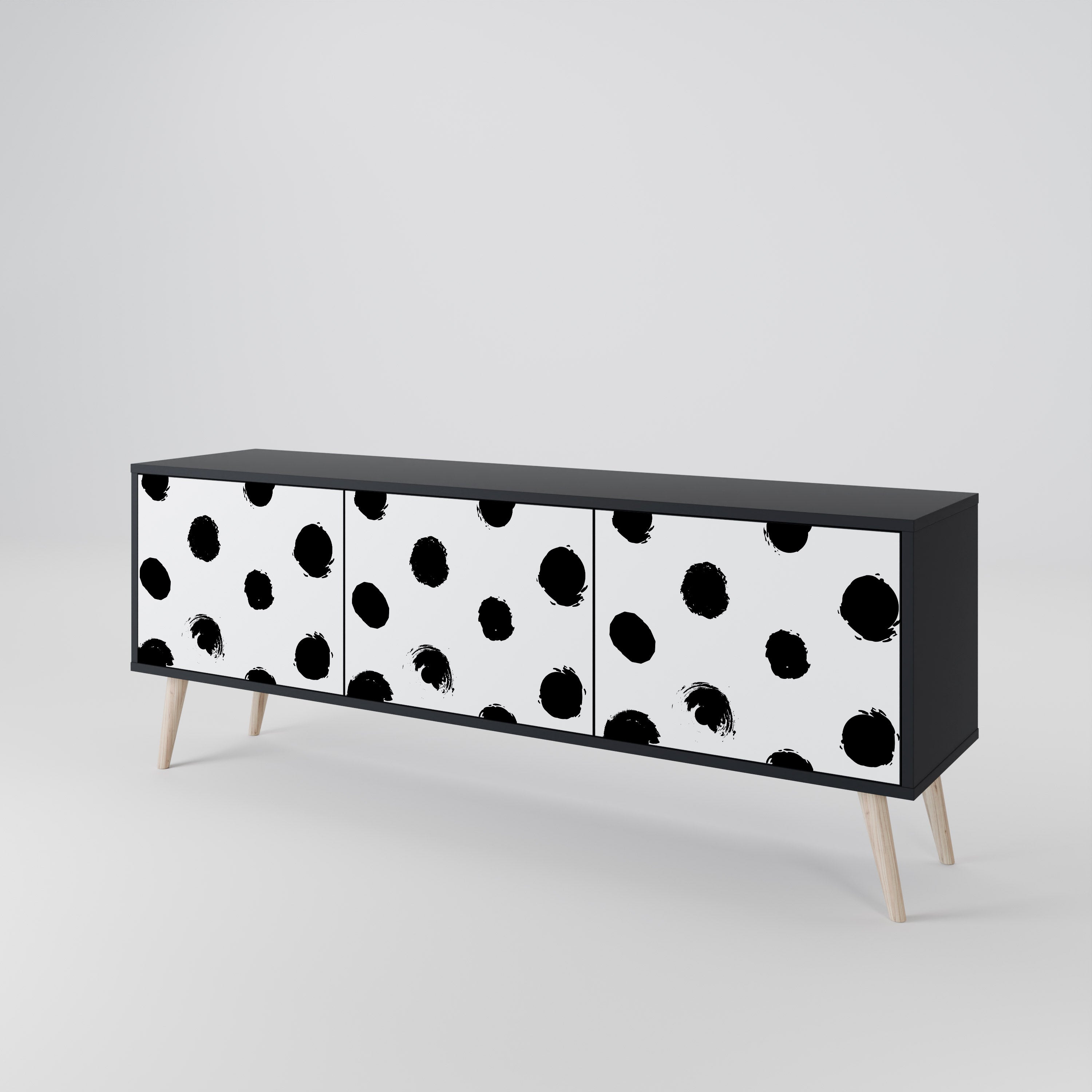 SLIPPING MINUTES Mueble para TV de 3 puertas con acabado negro