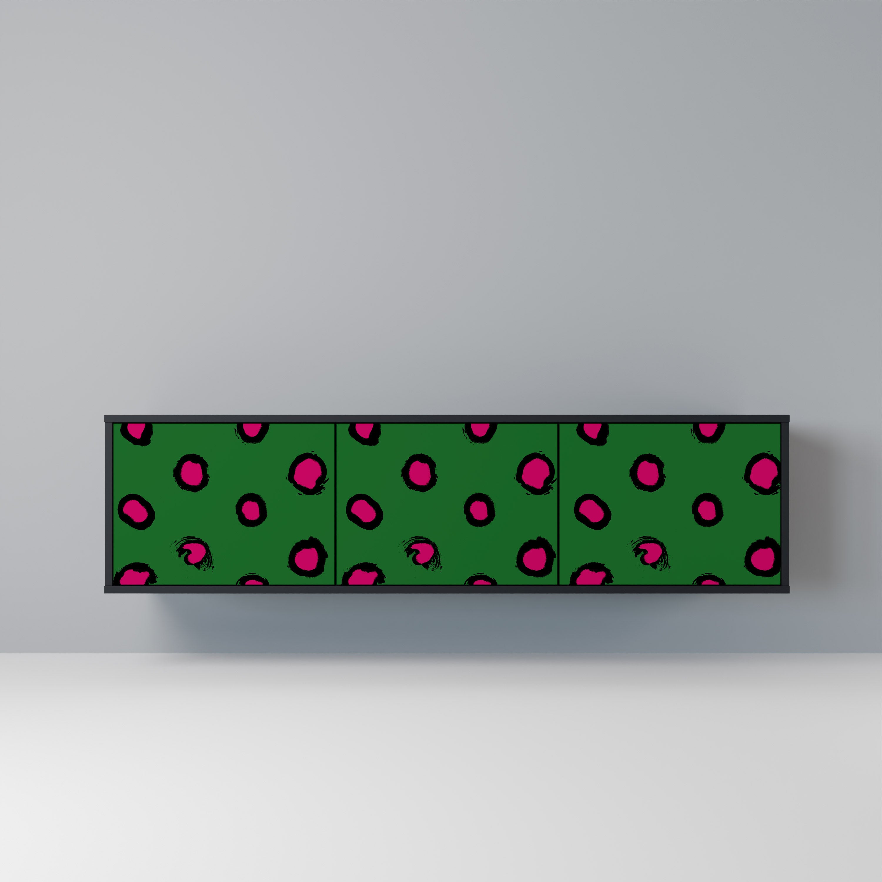 FUNKY SPOTS 3-Door TV Stand in Black Finish