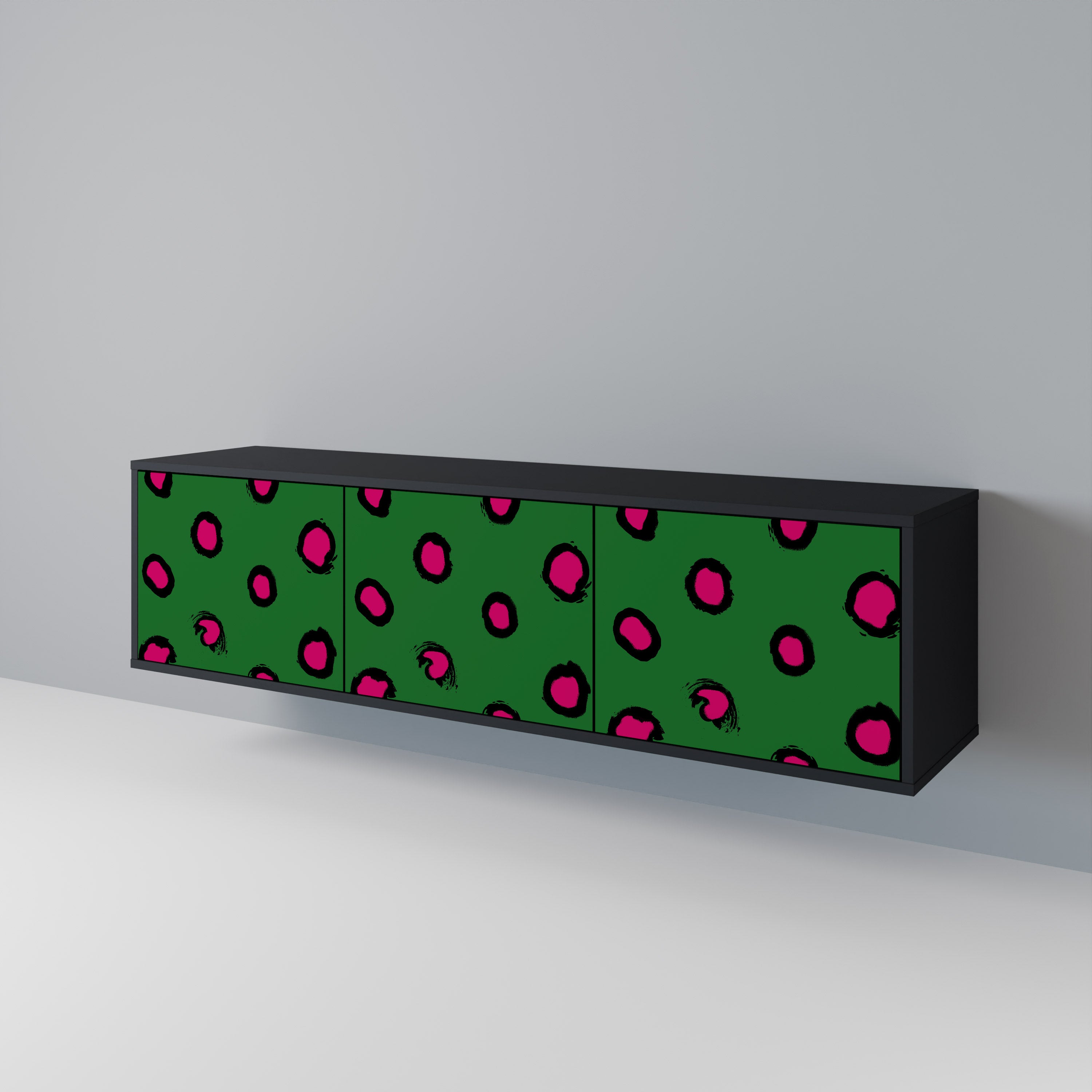 FUNKY SPOTS 3-Door TV Stand in Black Finish