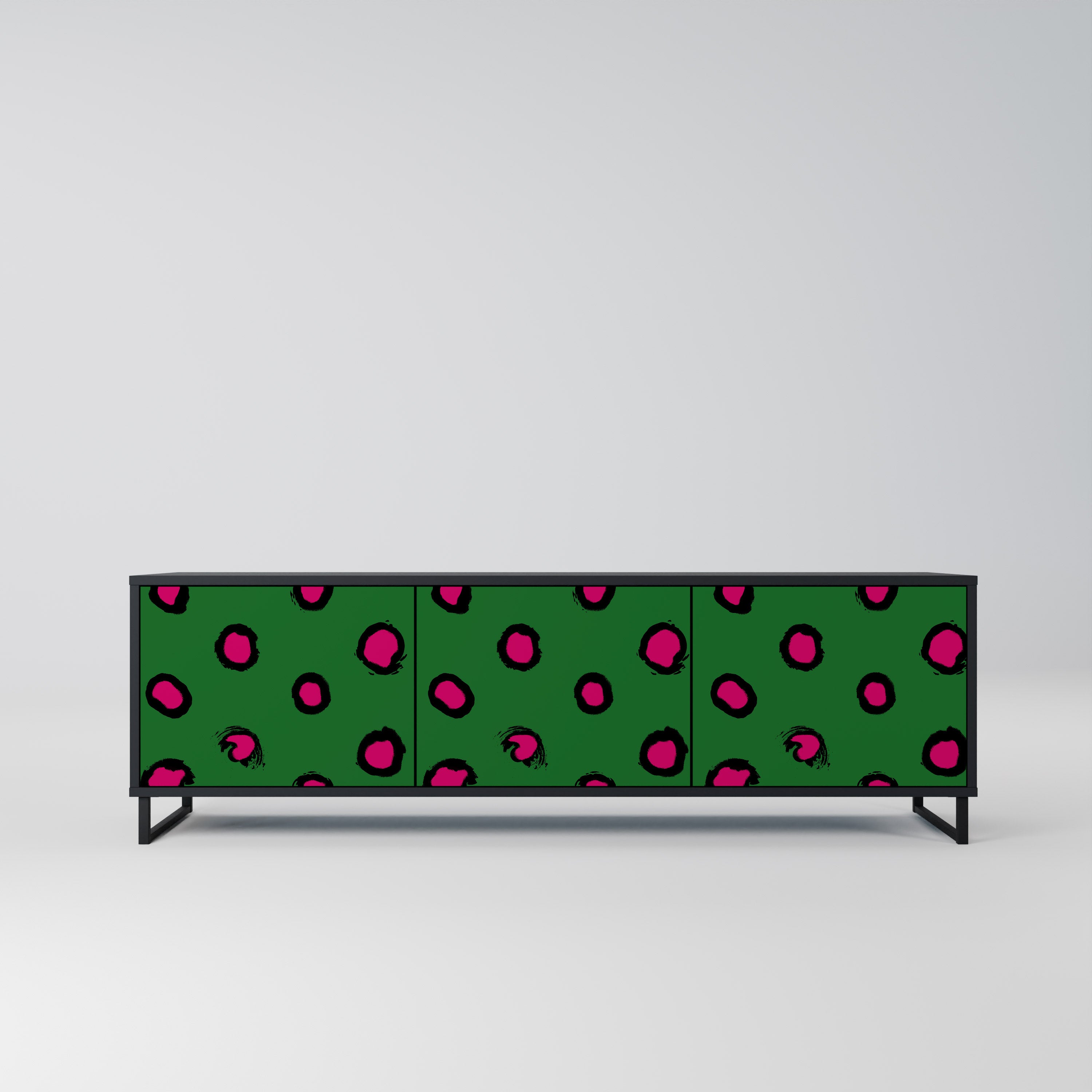 FUNKY SPOTS 3-Door TV Stand in Black Finish