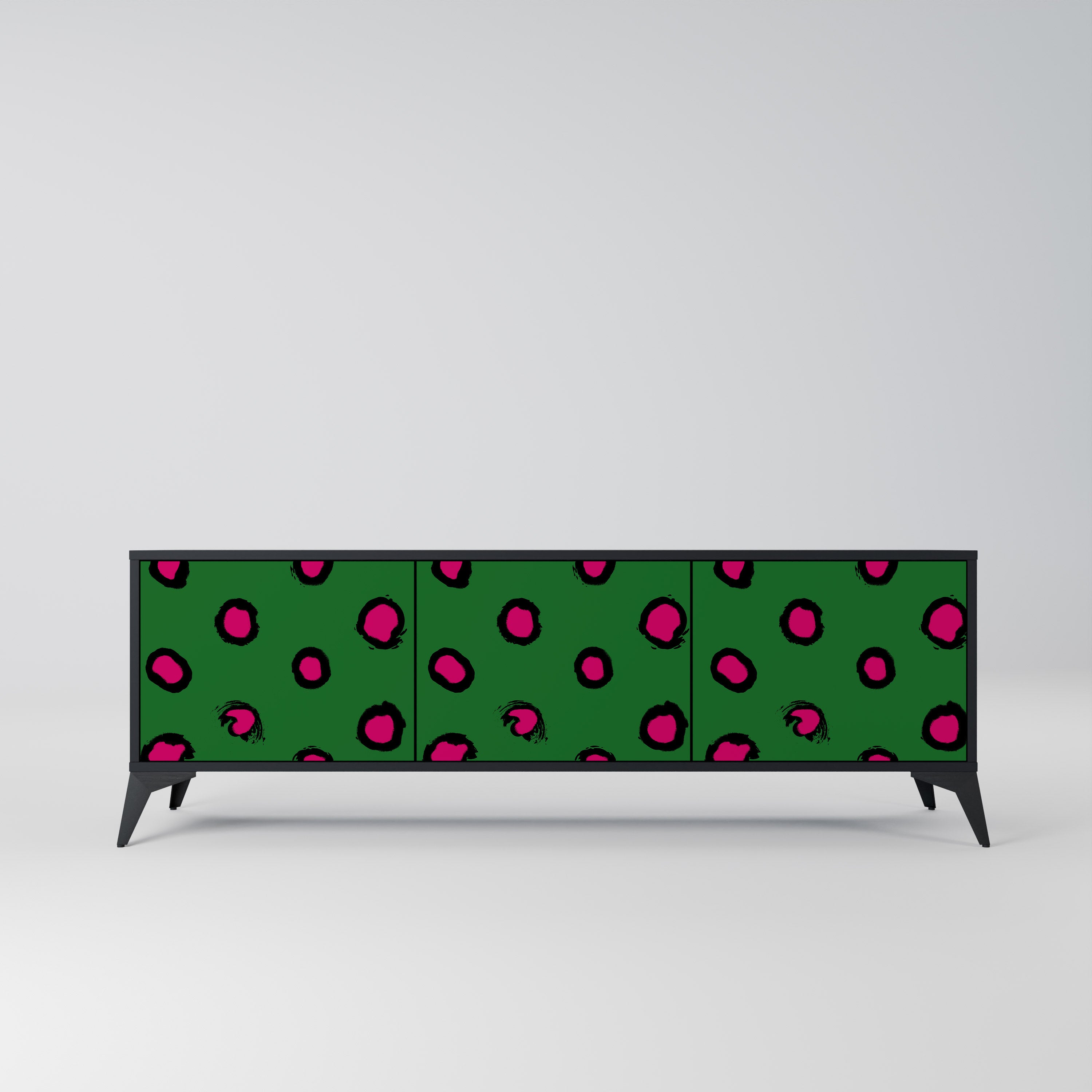 FUNKY SPOTS 3-Door TV Stand in Black Finish
