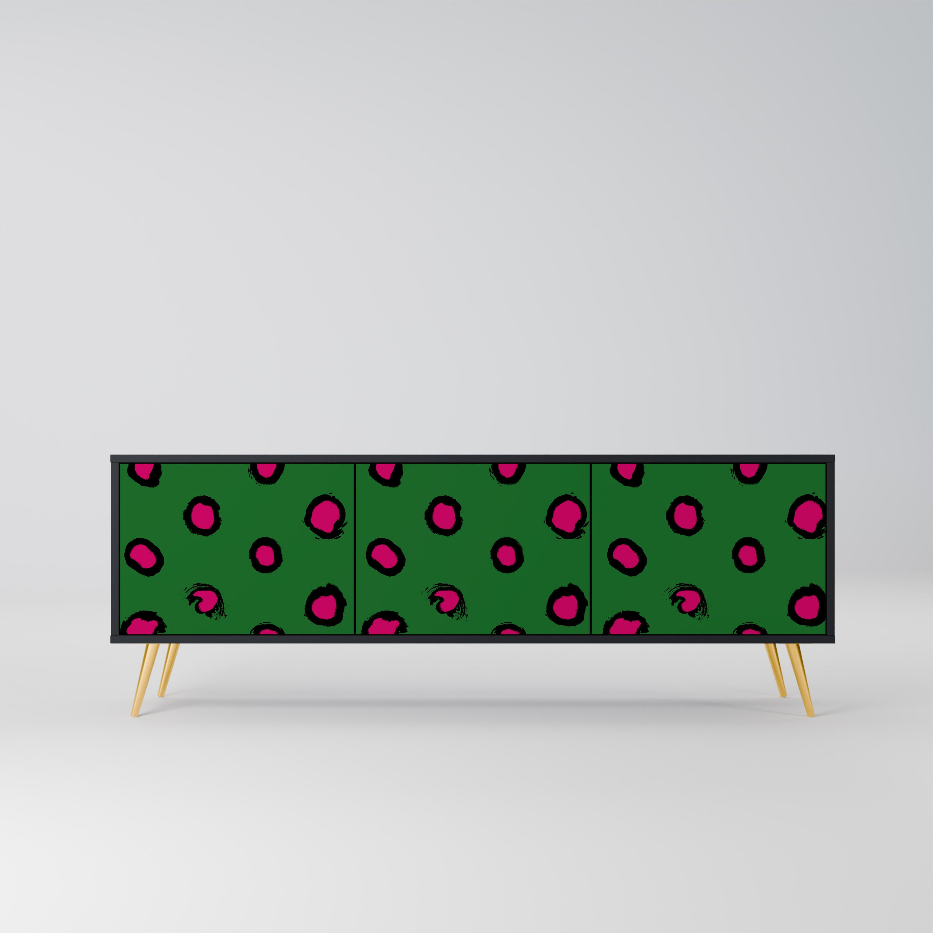 FUNKY SPOTS 3-Door TV Stand in Black Finish