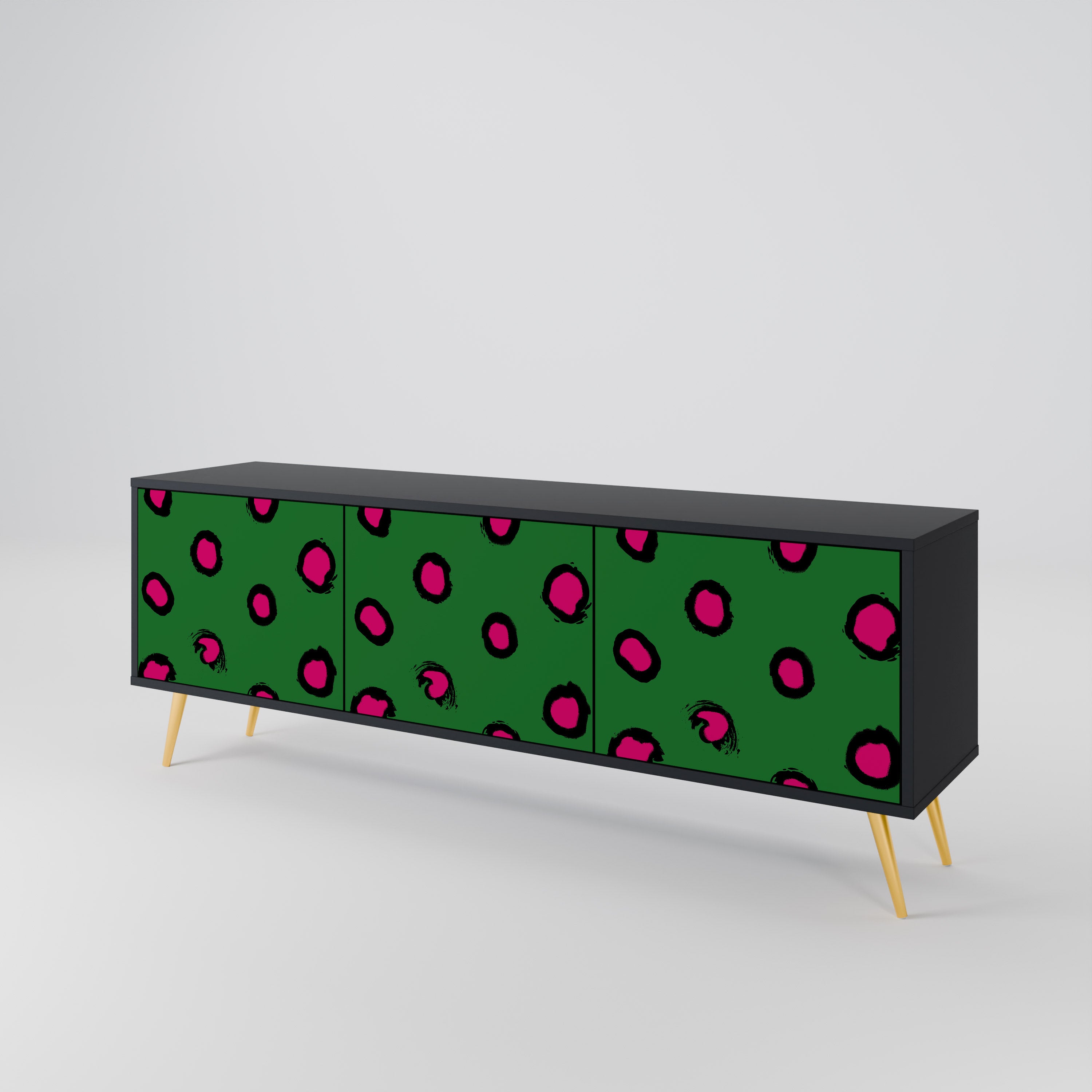 FUNKY SPOTS 3-Door TV Stand in Black Finish