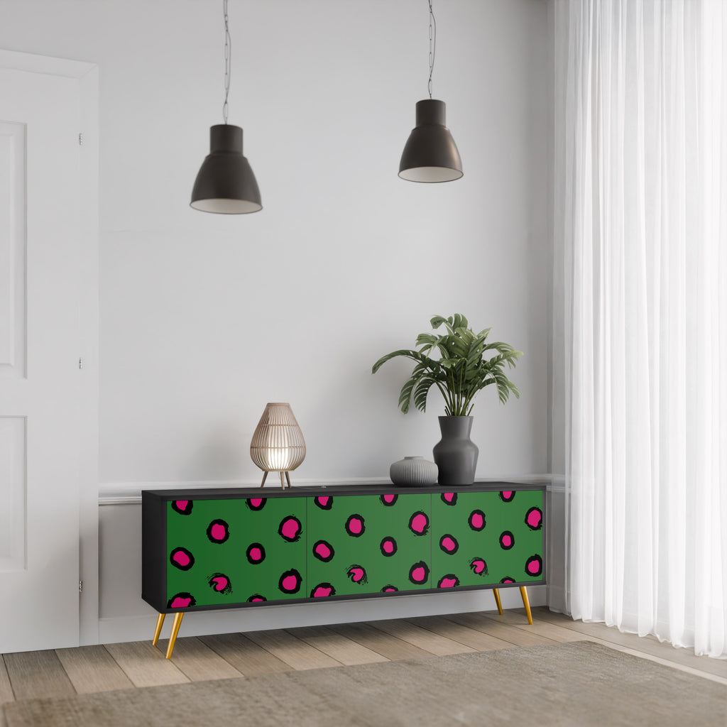 FUNKY SPOTS 3-Door TV Stand in Black Finish