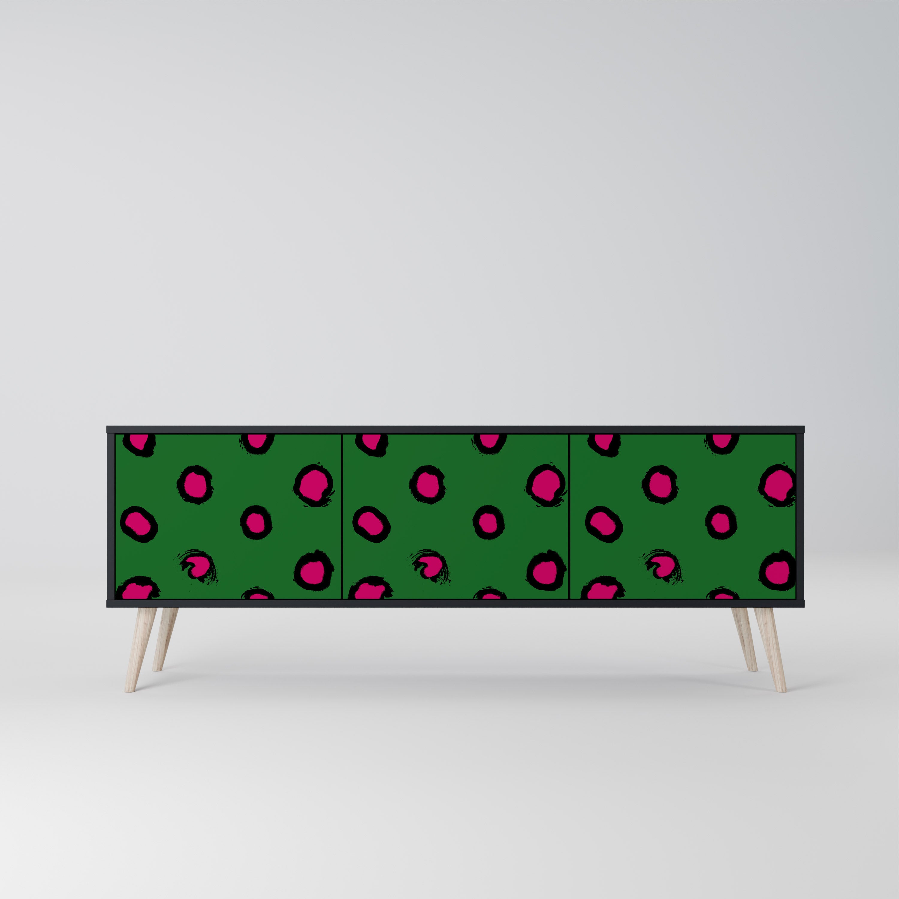 FUNKY SPOTS 3-Door TV Stand in Black Finish