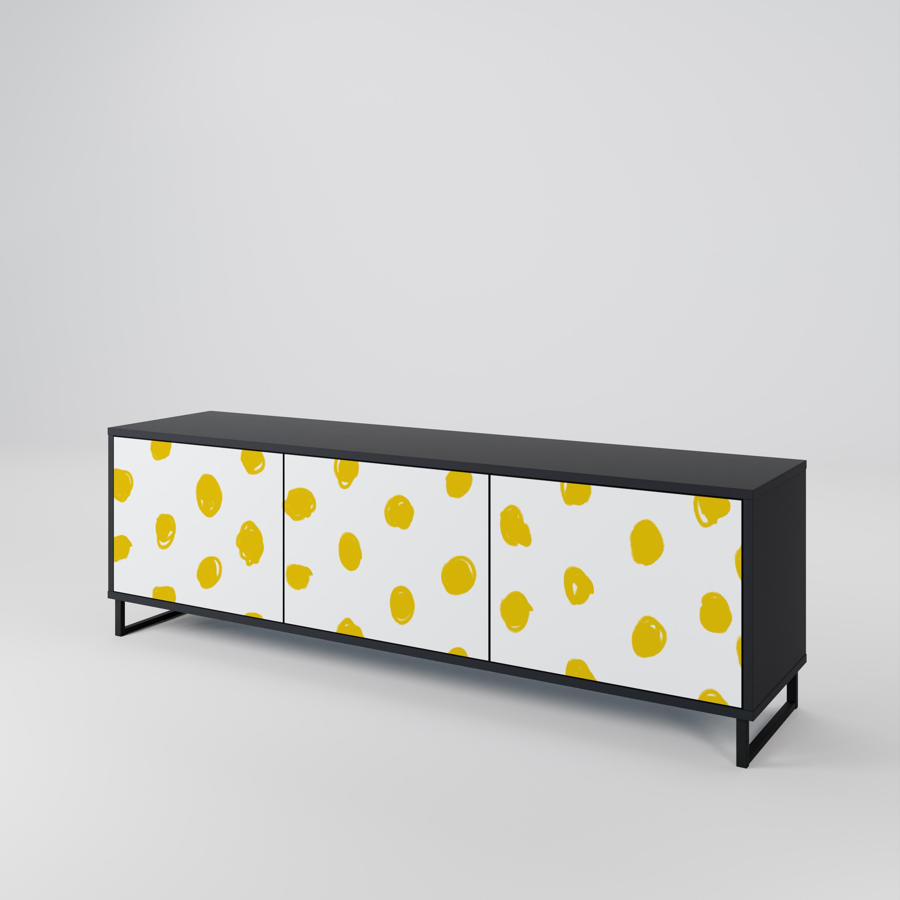 RADIANT REVERIE 3-Door TV Stand in Black Finish