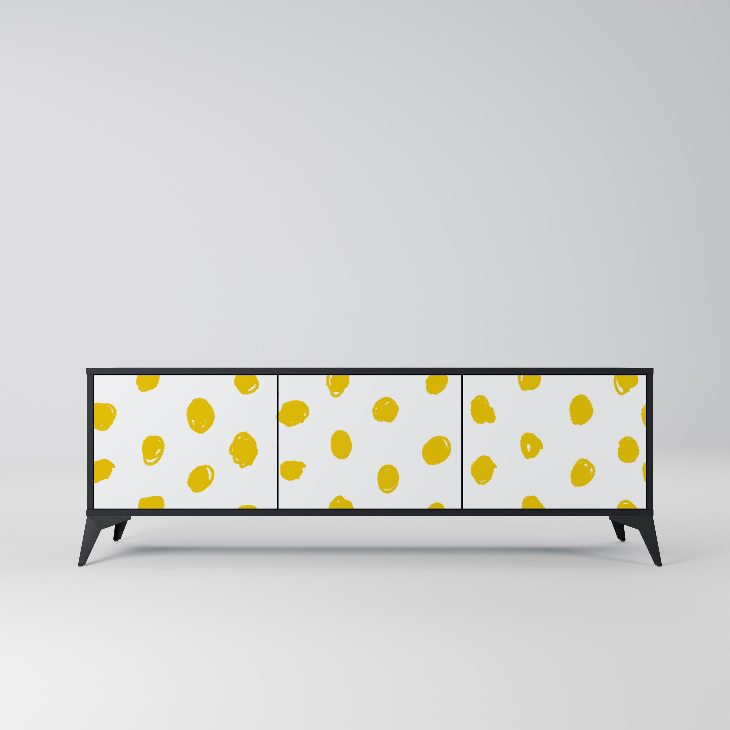 RADIANT REVERIE 3-Door TV Stand in Black Finish