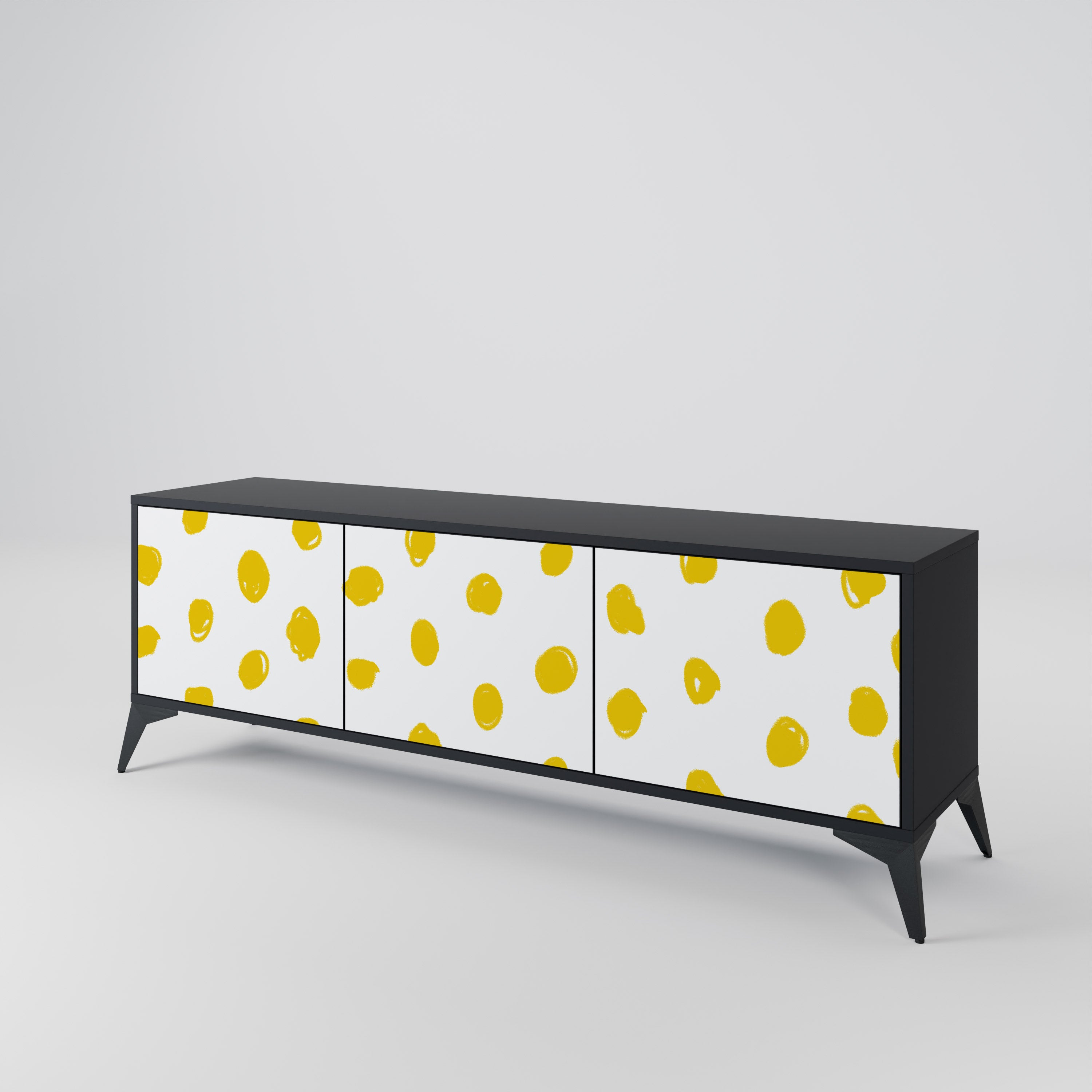RADIANT REVERIE 3-Door TV Stand in Black Finish