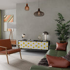 RADIANT REVERIE Mueble de TV de 3 Puertas en Acabado Negro