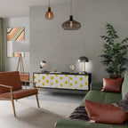 RADIANT REVERIE Mueble de TV de 3 Puertas en Acabado Negro