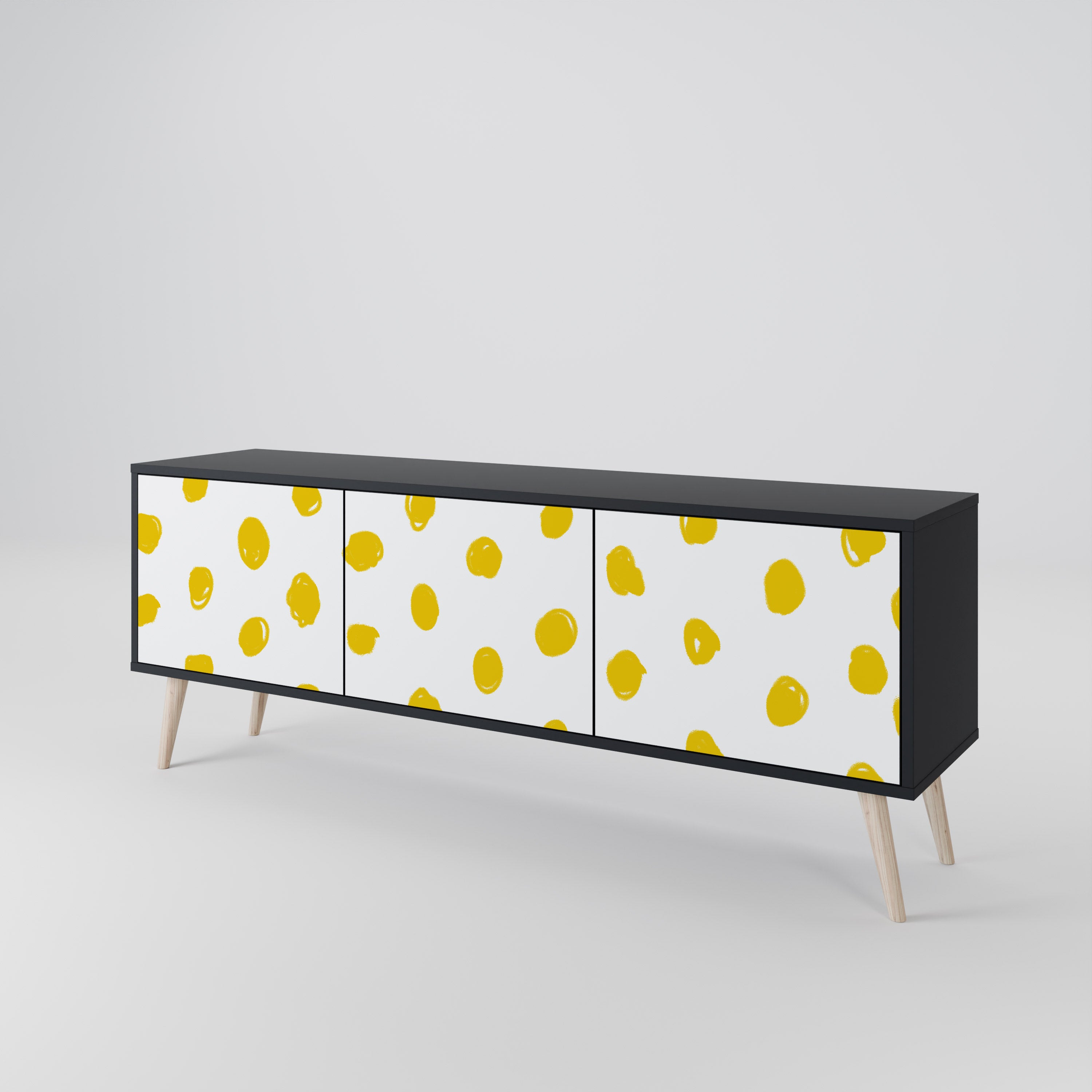 RADIANT REVERIE 3-Door TV Stand in Black Finish