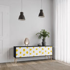 RADIANT REVERIE Mueble de TV de 3 Puertas en Acabado Negro