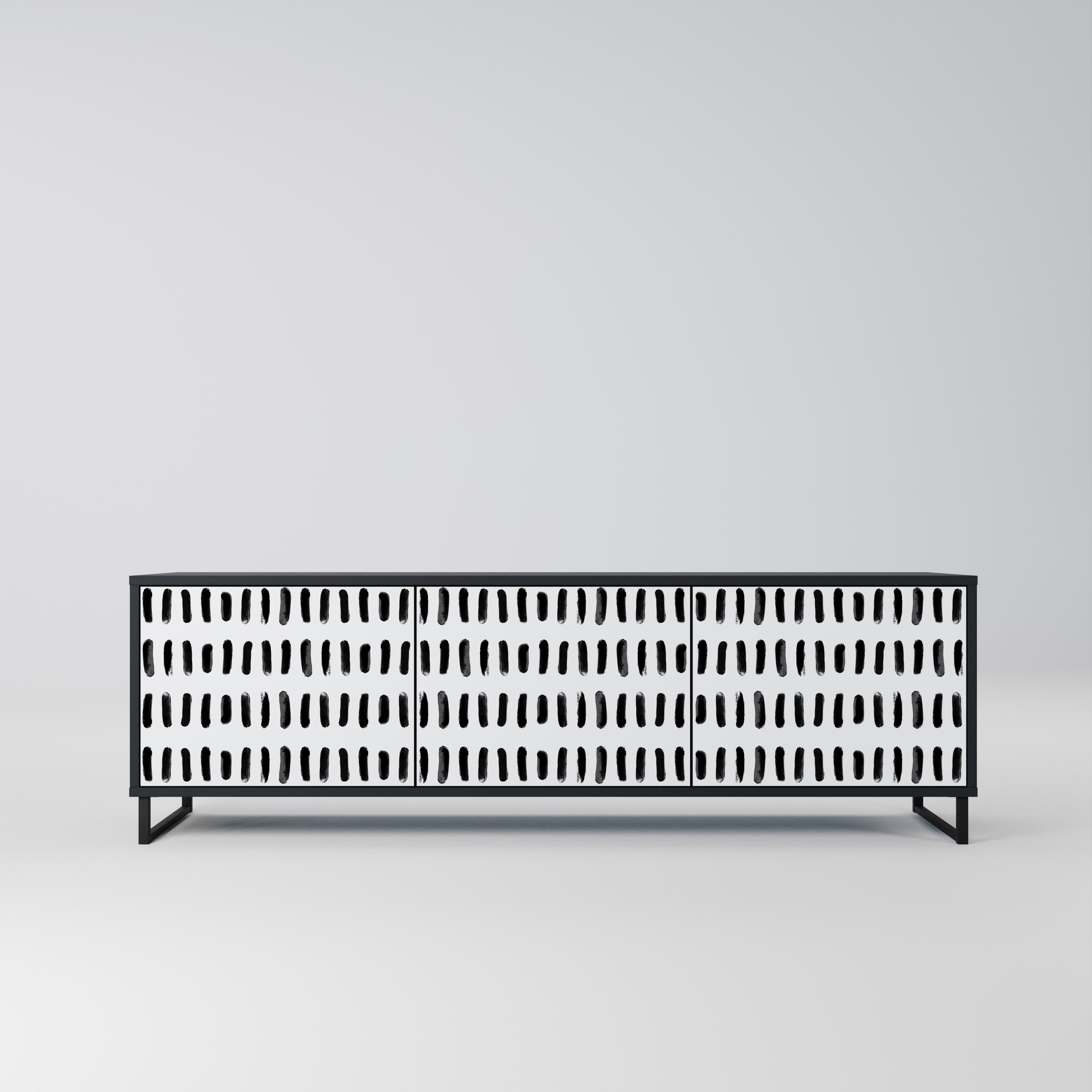 NIGHTY MELODIES 3-Door TV Stand in Black Finish