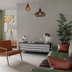 NIGHTY MELODIES Mueble de TV de 3 Puertas en Acabado Negro