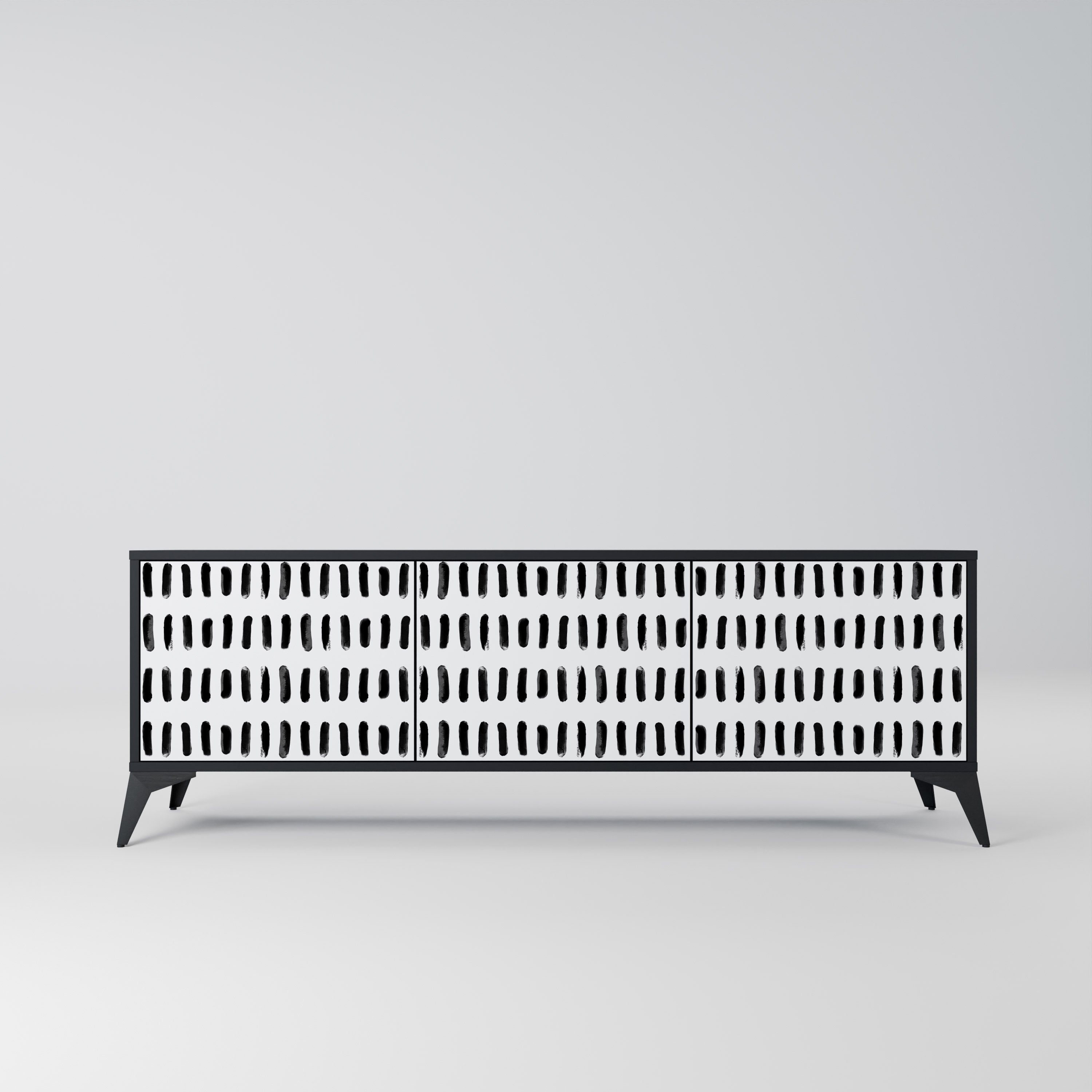NIGHTY MELODIES 3-Door TV Stand in Black Finish