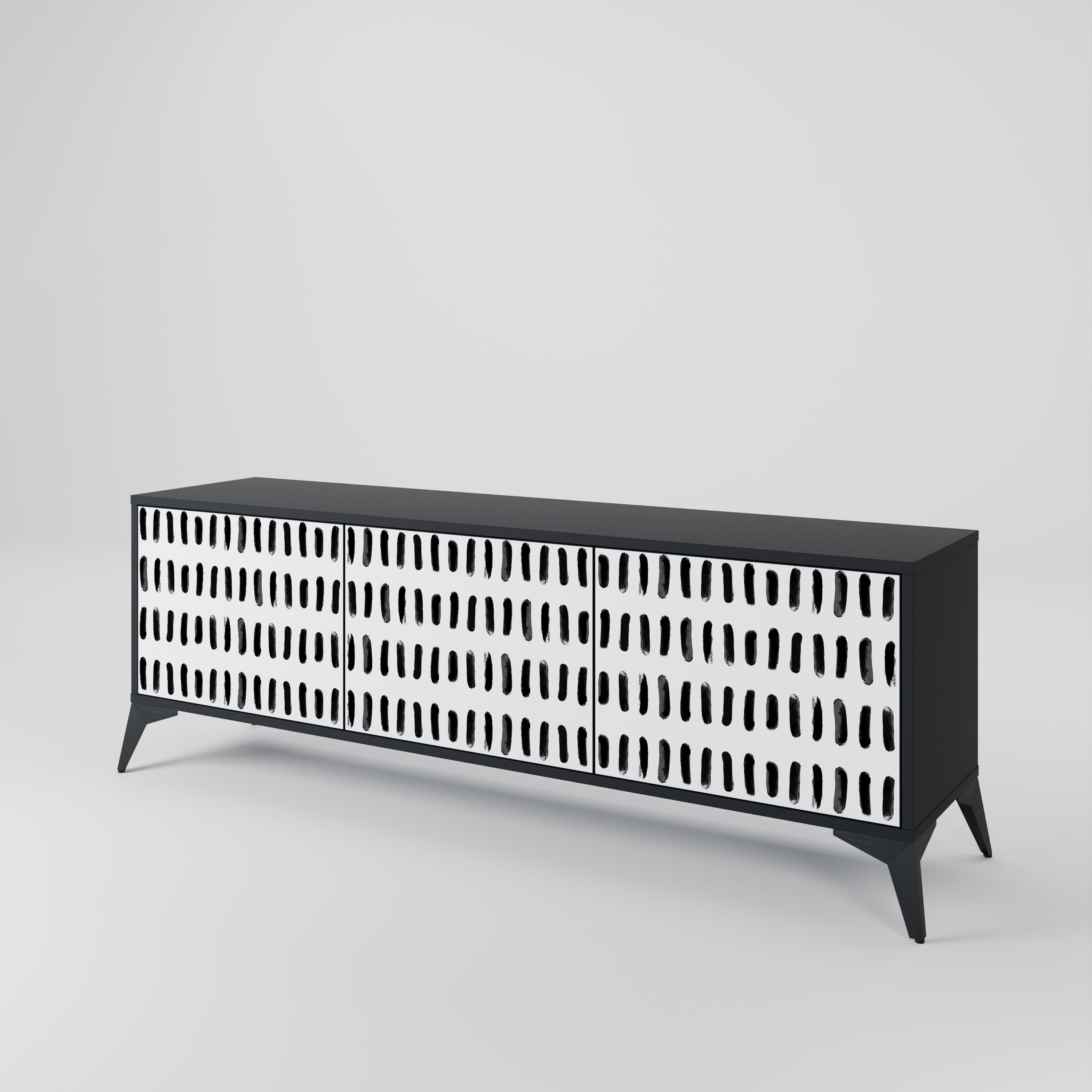 NIGHTY MELODIES 3-Door TV Stand in Black Finish