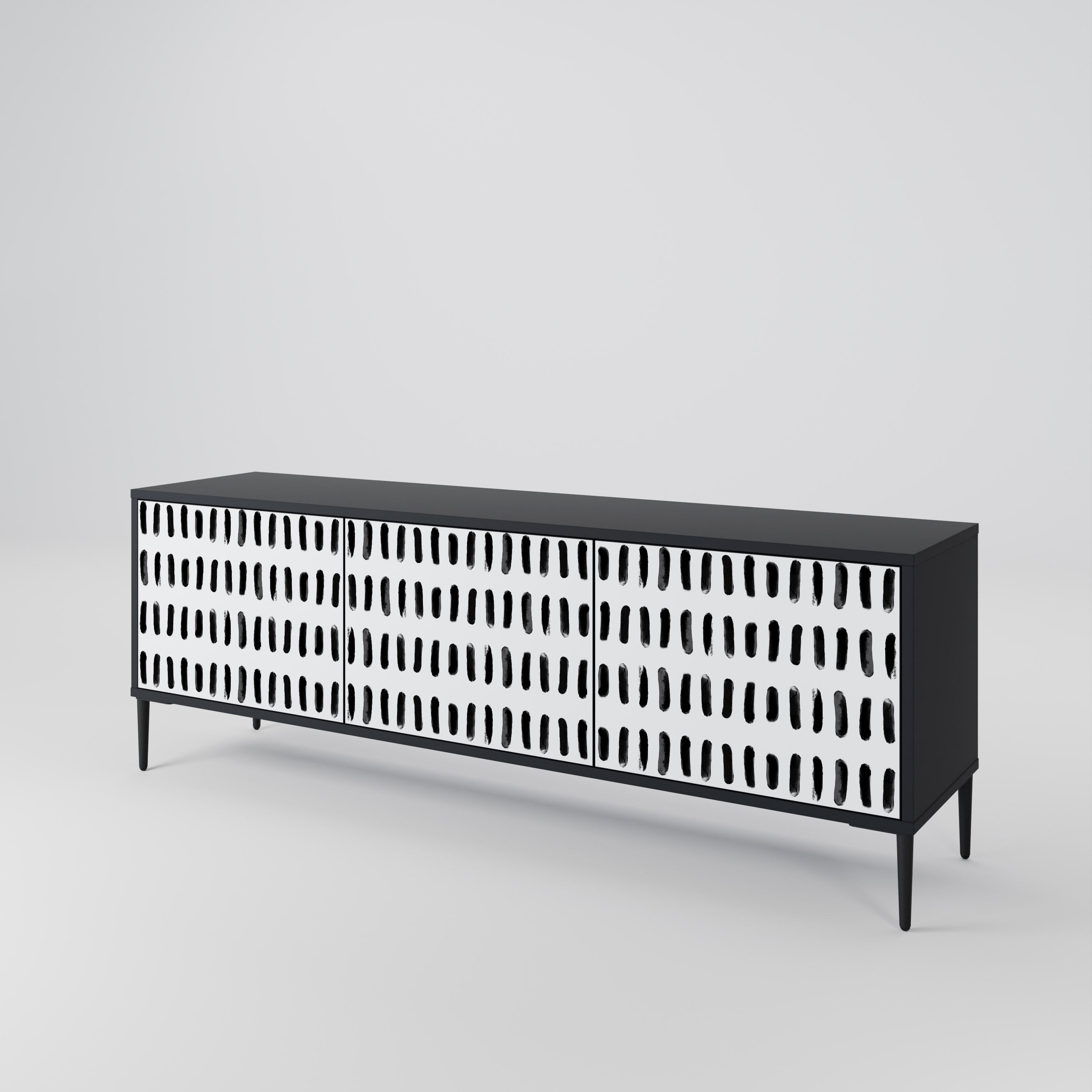 NIGHTY MELODIES 3-Door TV Stand in Black Finish
