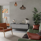 NIGHTY MELODIES Mueble de TV de 3 Puertas en Acabado Negro