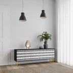 NIGHTY MELODIES Mueble de TV de 3 Puertas en Acabado Negro