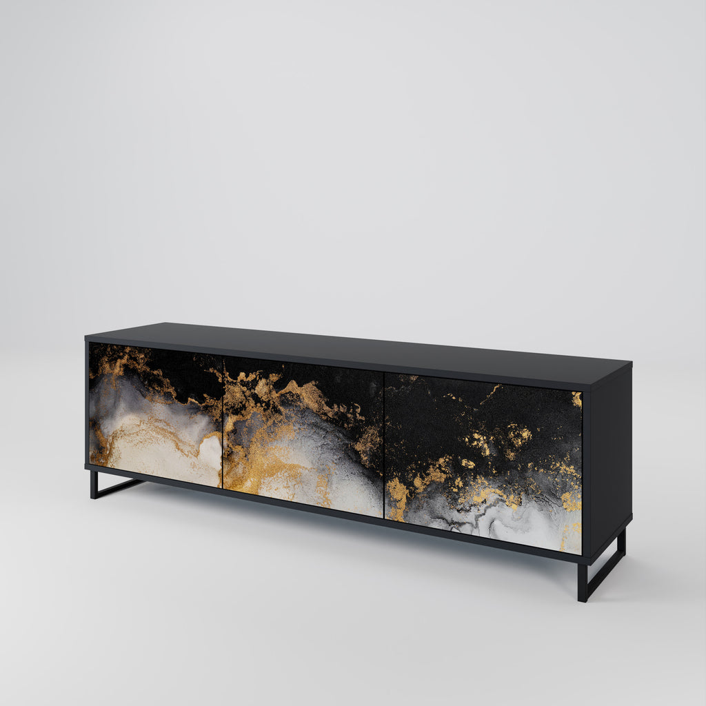 MARBLE OF TOMMORROW 3-Door TV Stand in Black Finish