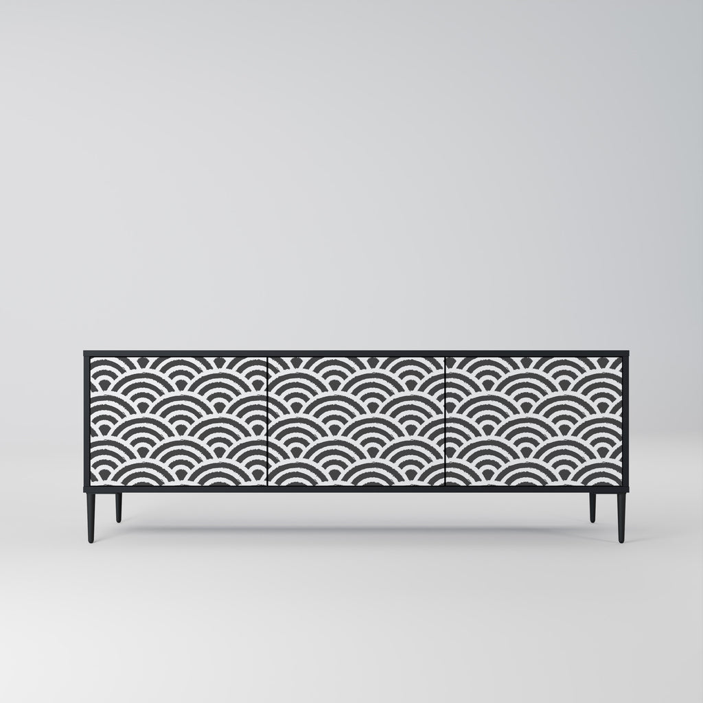 GLOOMY HOST 3-Door TV Stand in Black Finish
