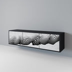 MONOCHROME MIRAGE Mueble de TV de 3 Puertas en Acabado Negro