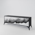 MONOCHROME MIRAGE Mueble de TV de 3 Puertas en Acabado Negro