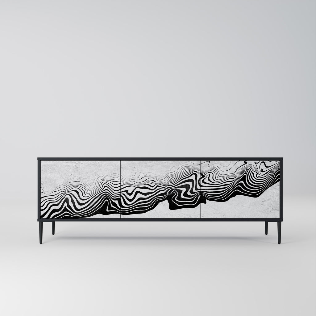 MONOCHROME MIRAGE 3-Door TV Stand in Black Finish